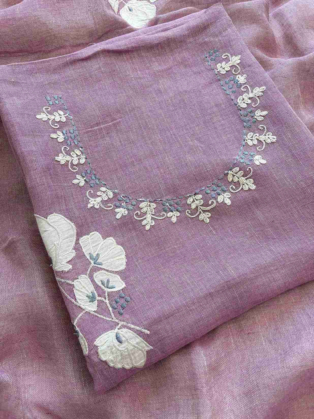 Formal Wear Soft cotton Linen shirt with applique work - The Zareesh