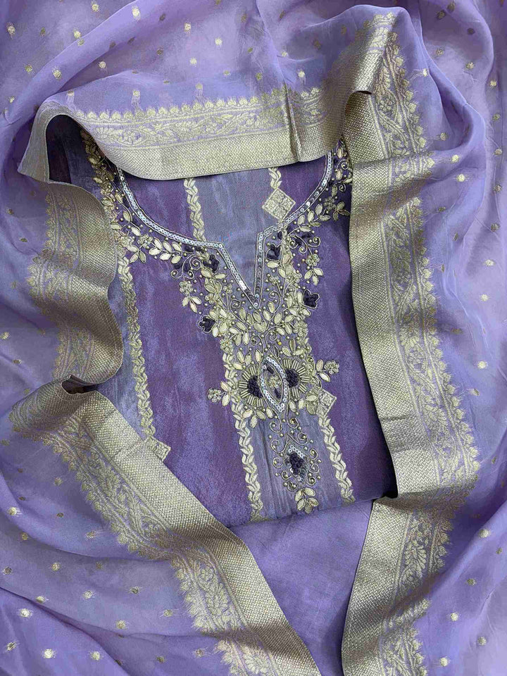 party wear unstitched suit in banarasi weaving - The Zareesh