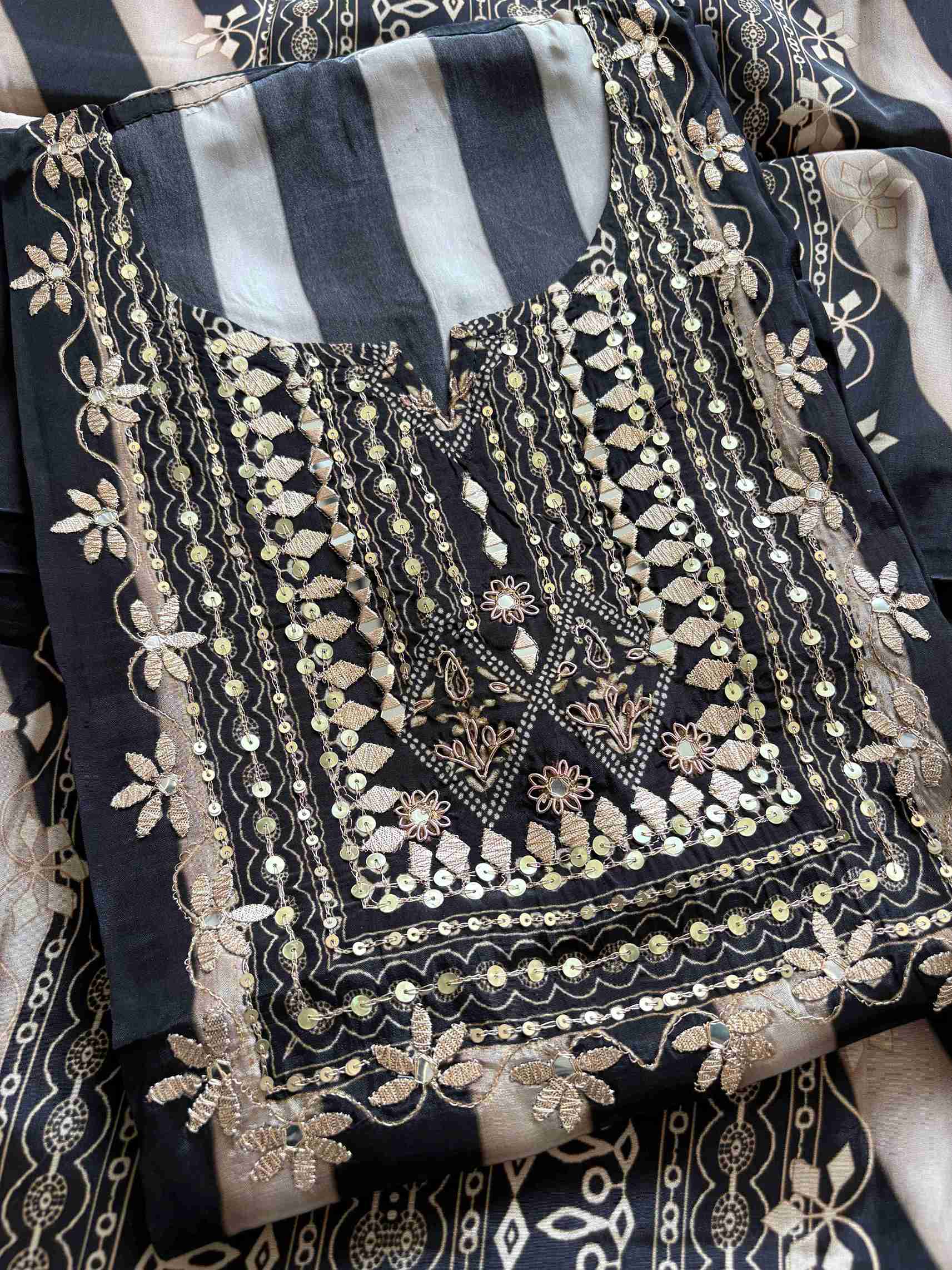 Striped Crepe Unstitched suits - The Zareesh