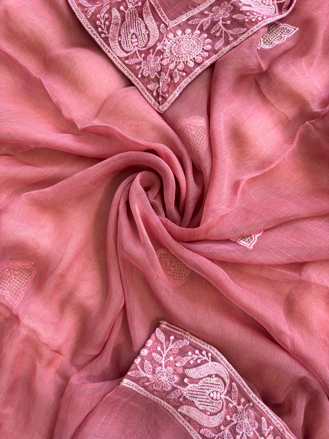 Rosewood wine color chikankari with beads highlighting for brides and bridesmaid