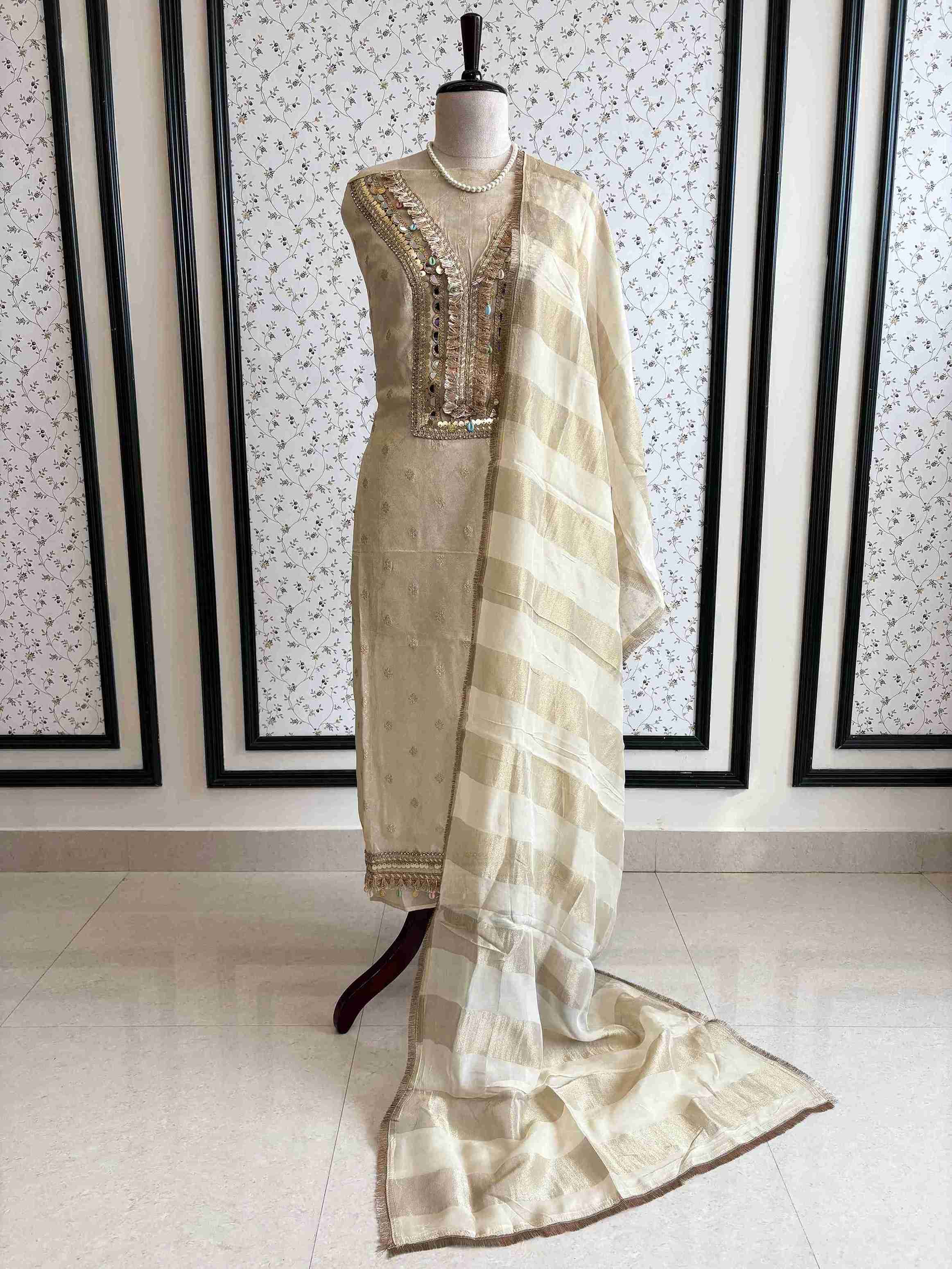 Tissue jacquard unstitched suit- The Zareesh