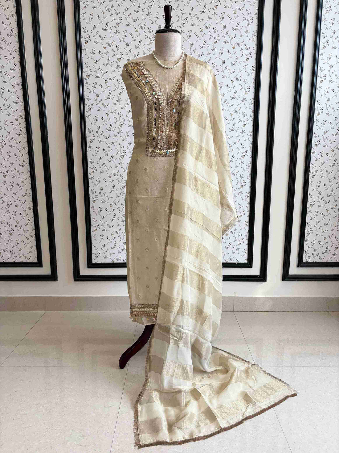 Tissue jacquard unstitched suit- The Zareesh