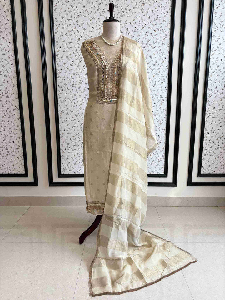 Tissue jacquard unstitched suit- The Zareesh