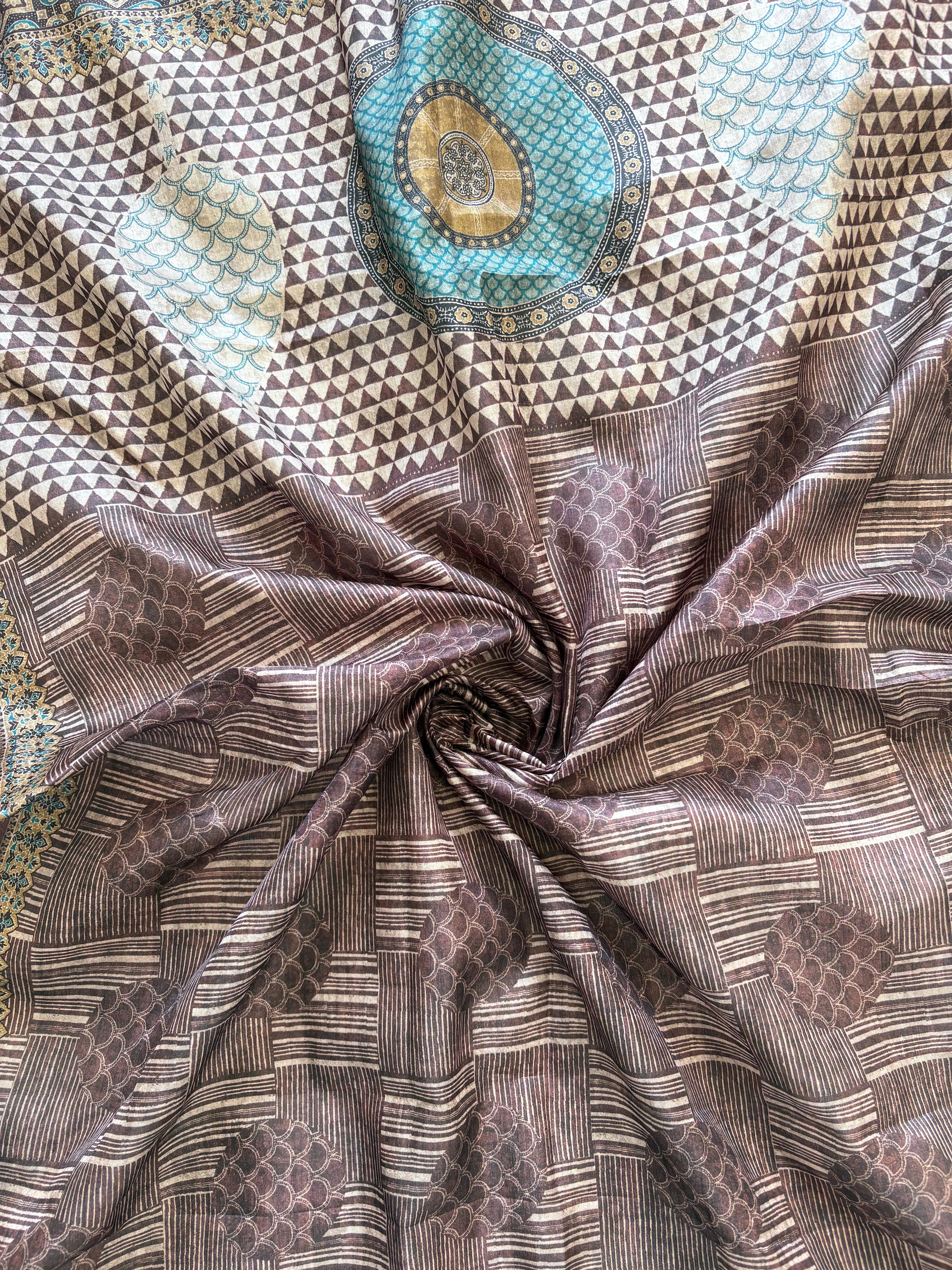 Brown Tussar Unstitched Suit - The Zareesh