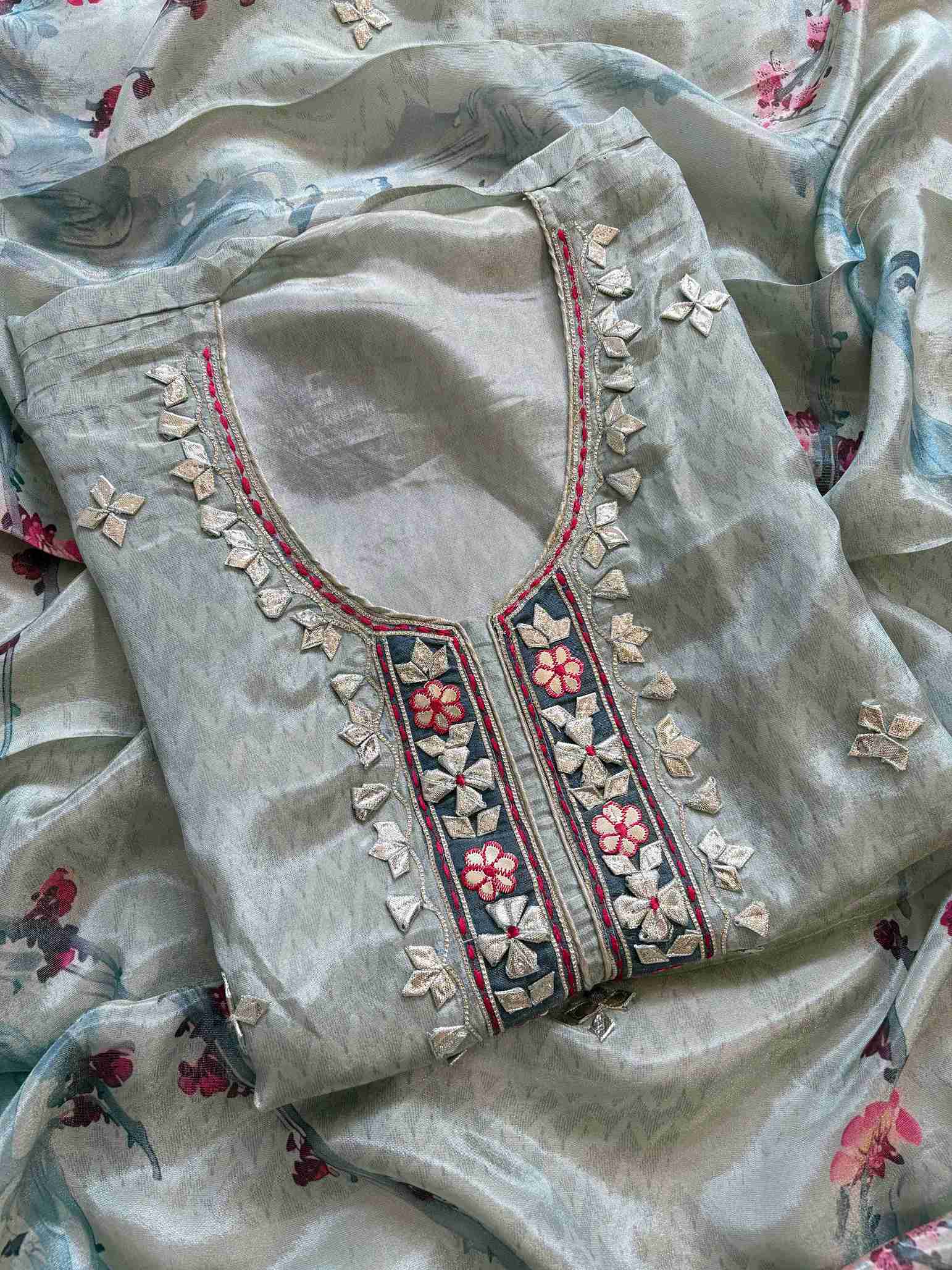 Designer gota patti unstitched suit - The Zareesh