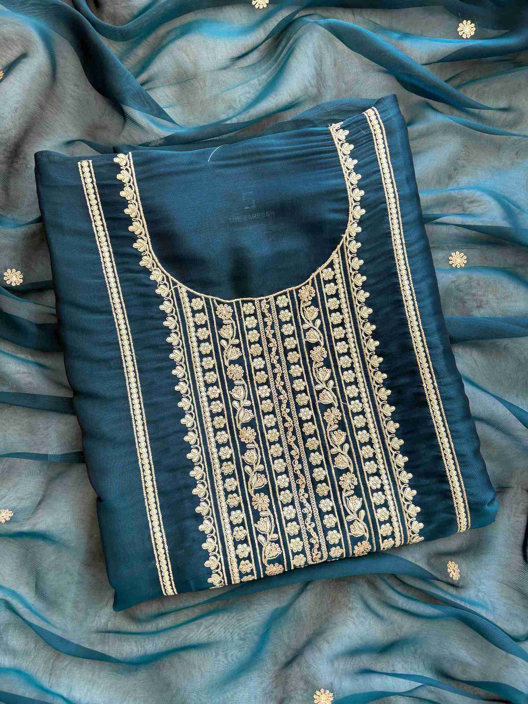 Satin Organza Unstitched Suit Set - The Zareesh