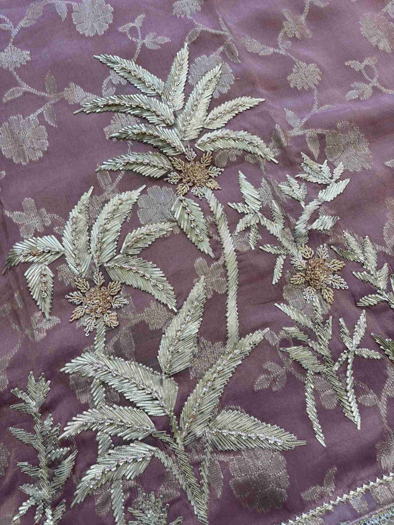 Pure Tissue Heavy Gota Lace Unstitched Suit - The Zareesh