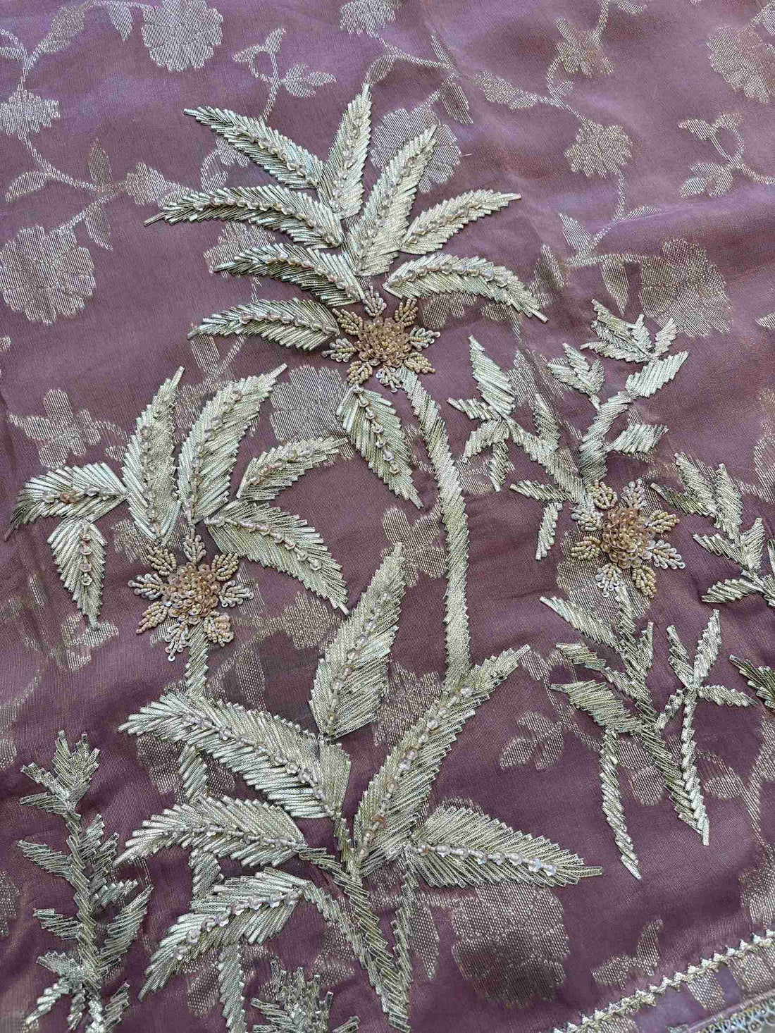 Pure Tissue Heavy Gota Lace Unstitched Suit - The Zareesh