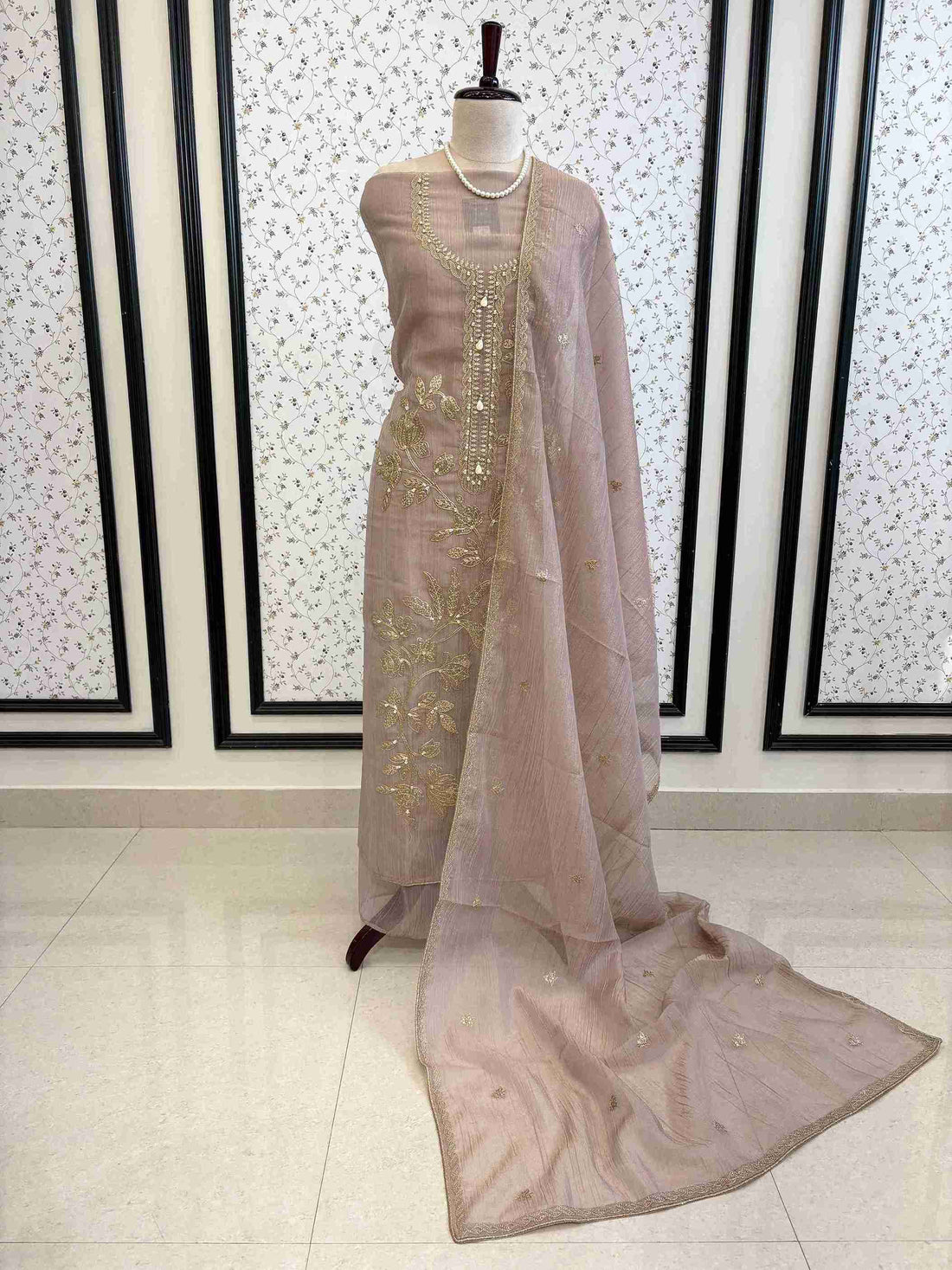 Designer Tissue silk unstitched suit - The Zareesh