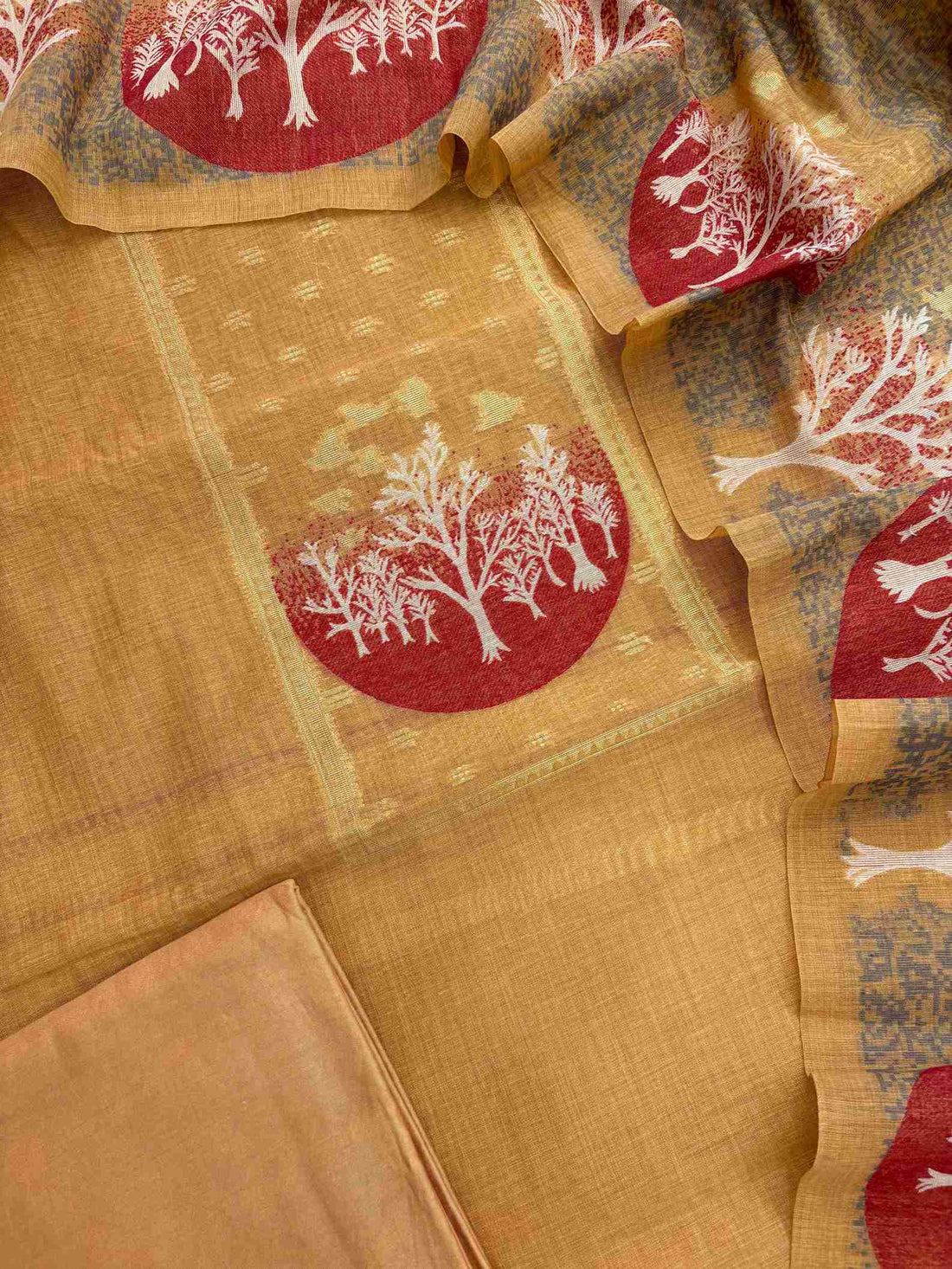 Pure Jaamdani Semi Formal Unstitched Suit - The Zareesh