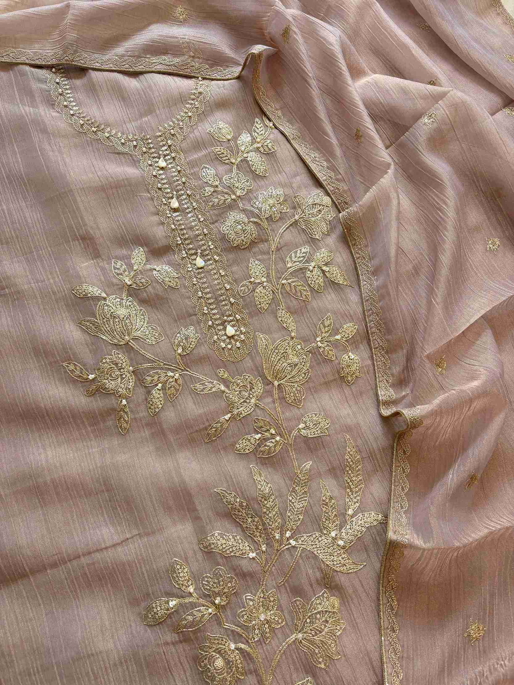 Designer Tissue silk unstitched suit - The Zareesh