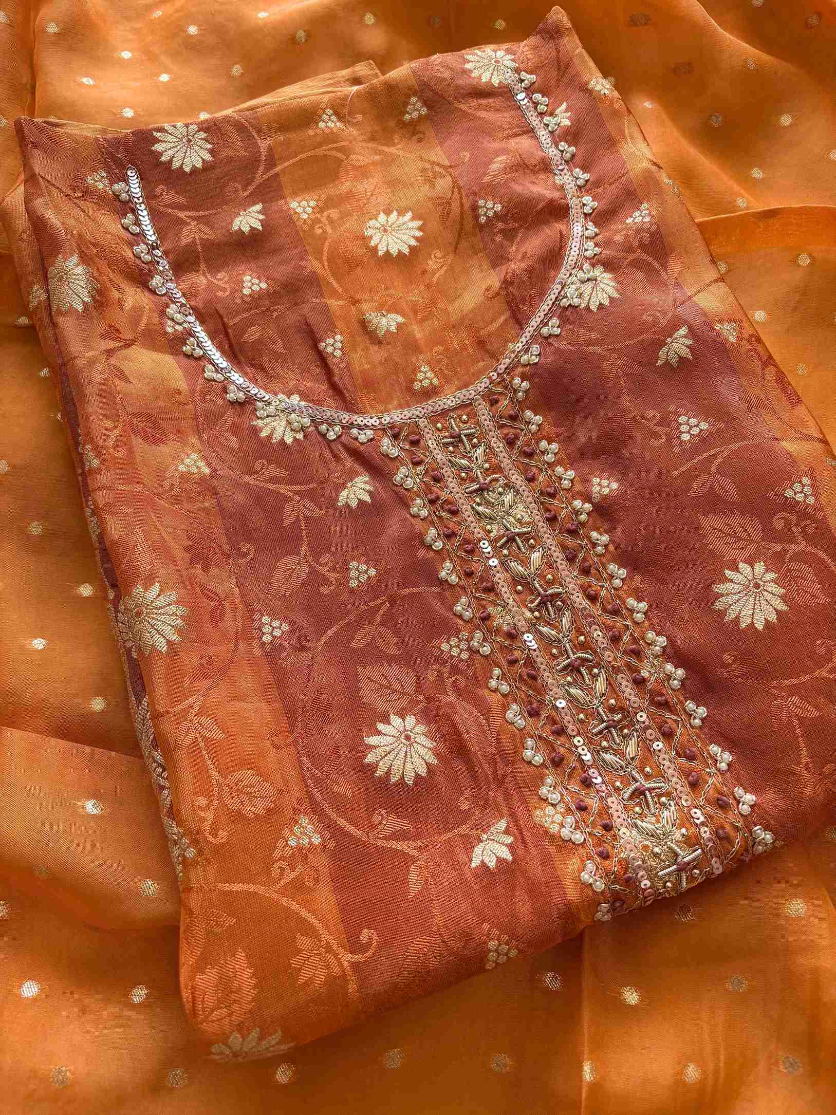 Party wear unstitched suit in banarasi weaving - The Zareesh