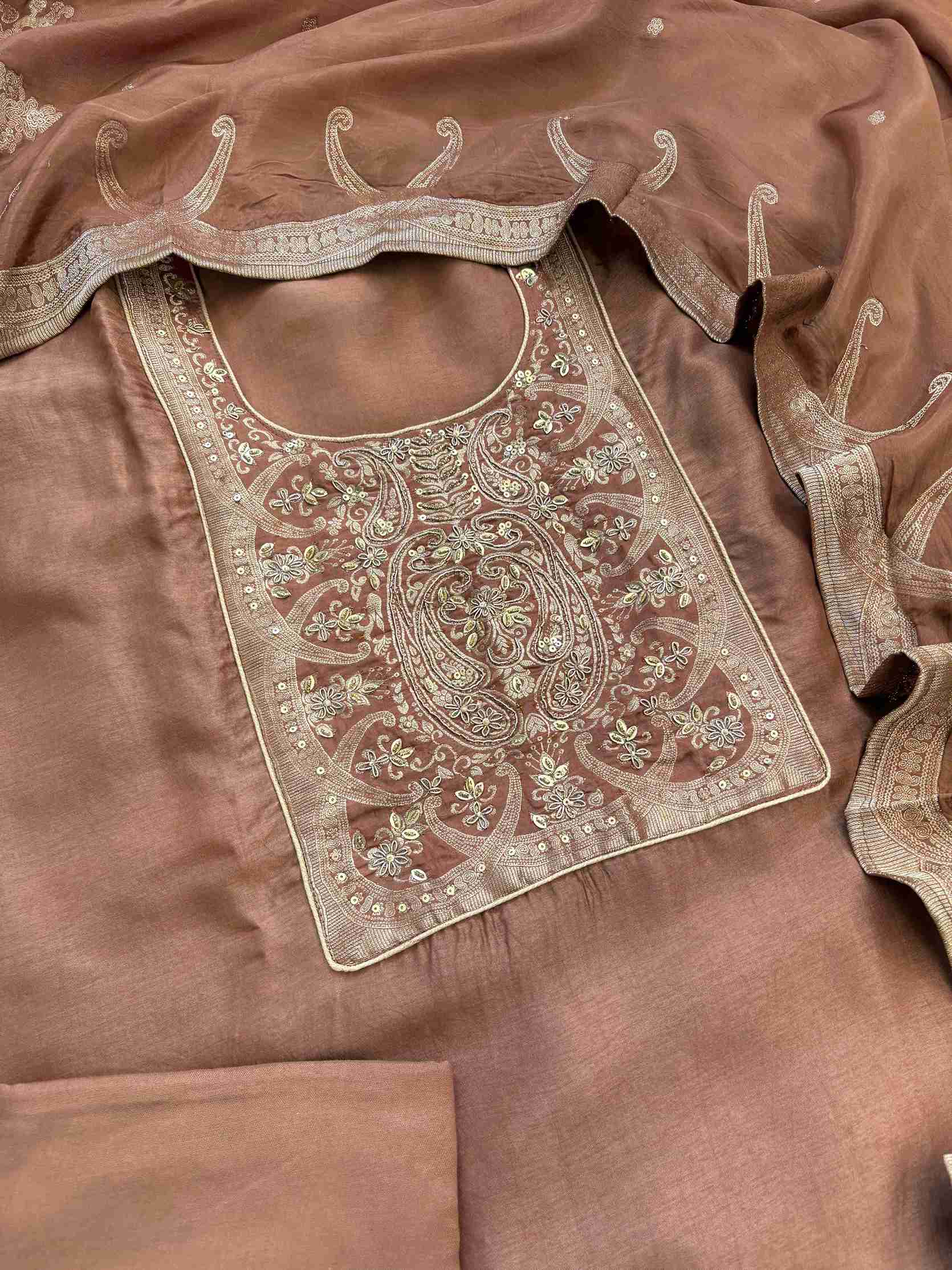 Party wear unstitched suit in banarasi weaving - The Zareesh