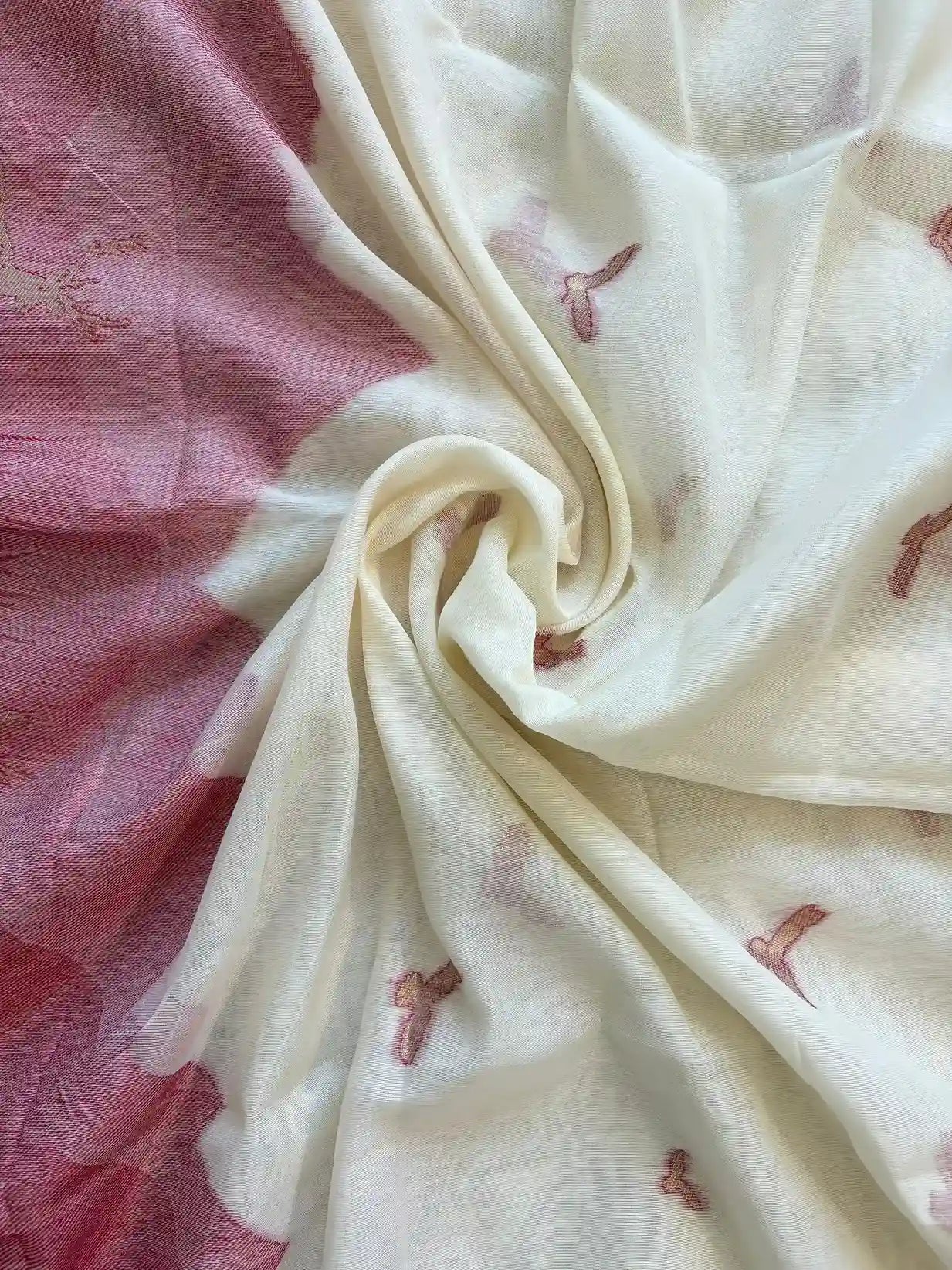 Pure linen unstitched suit with jaamdani weaving