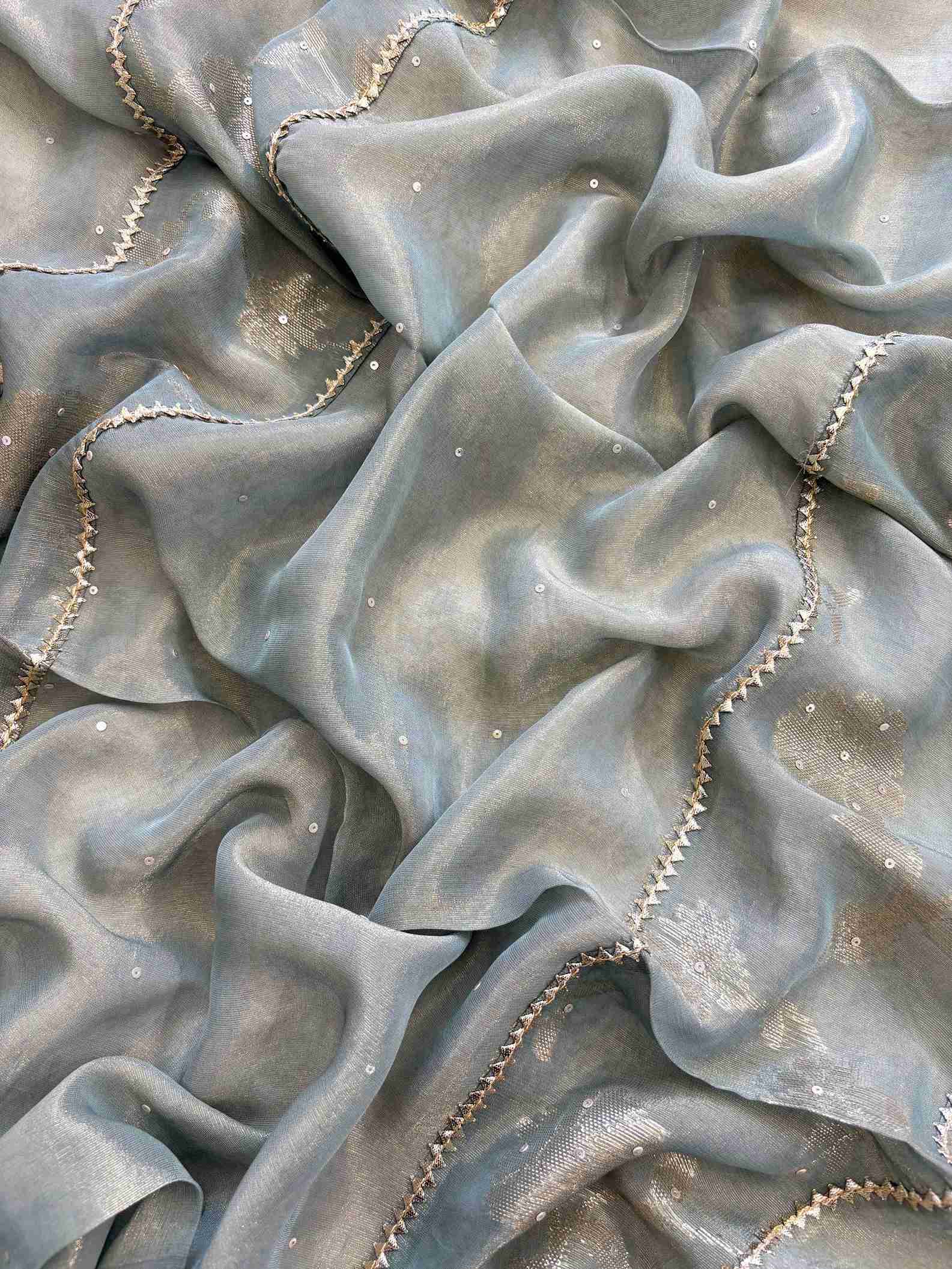 Pure Tissue Heavy Gota Lace Unstitched Suit - The Zareesh