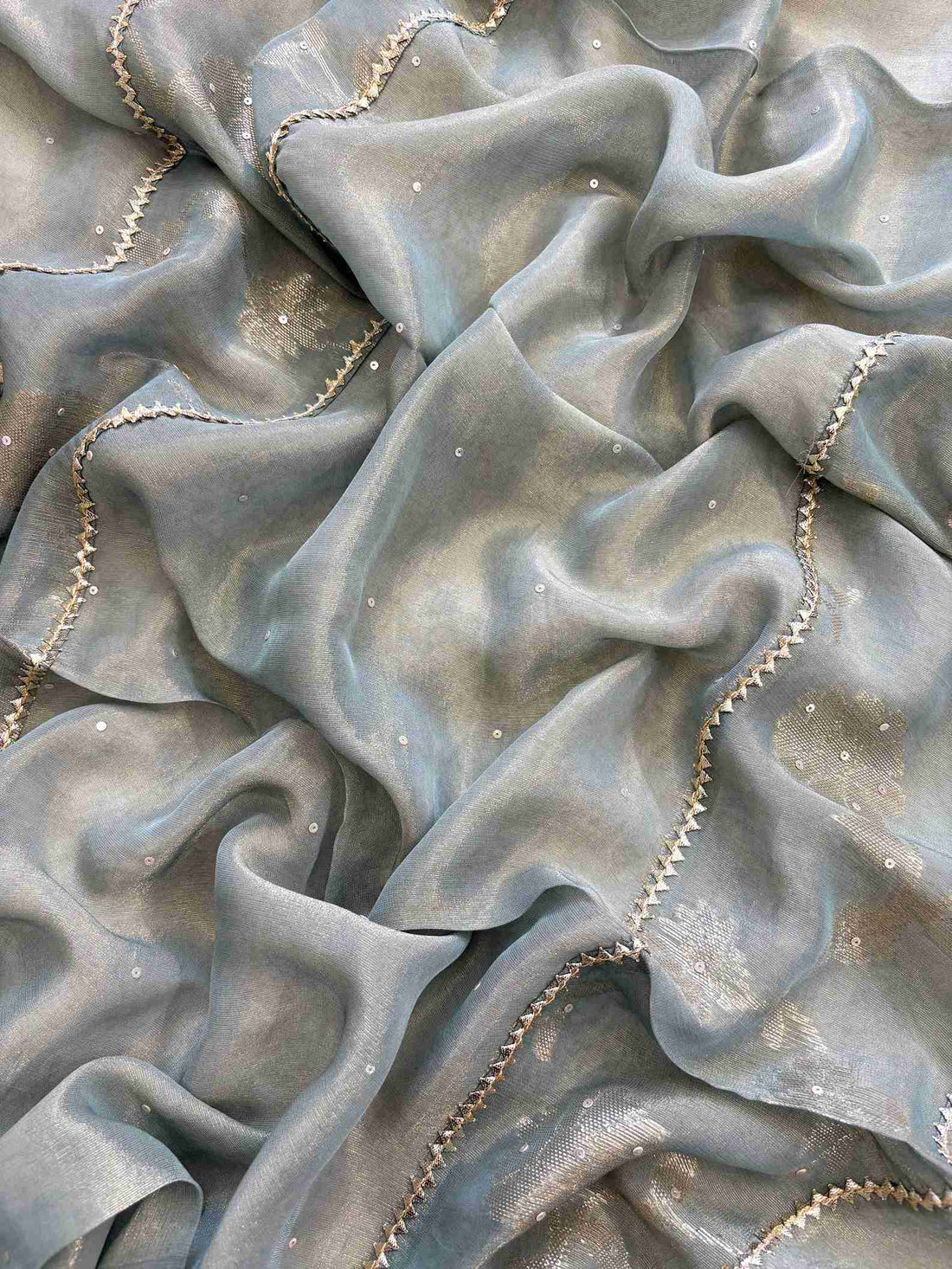 Pure Tissue Heavy Gota Lace Unstitched Suit - The Zareesh