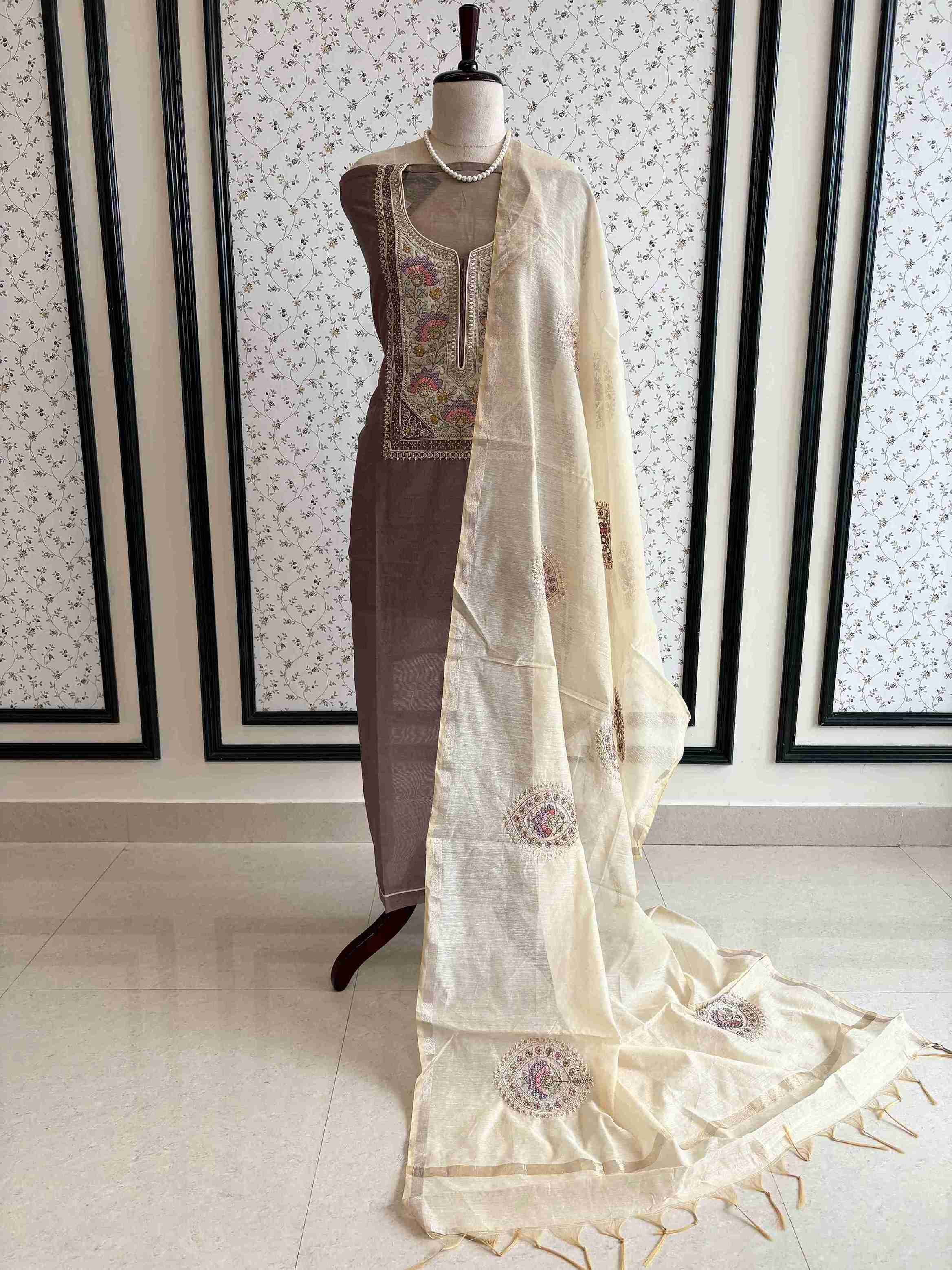 Premium quality chanderi silk Unstitched suits - The Zareesh