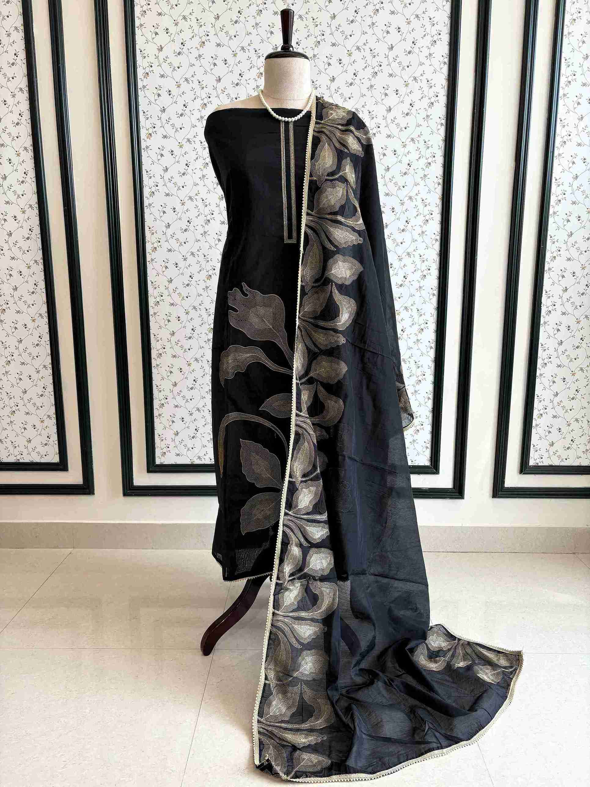 Cotton chanderi unstitched suits