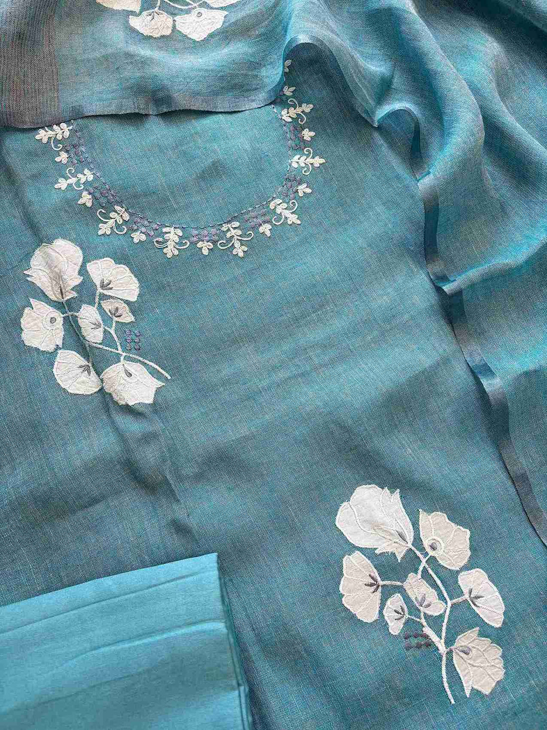 Formal Wear Soft cotton Linen shirt with applique work - The Zareesh