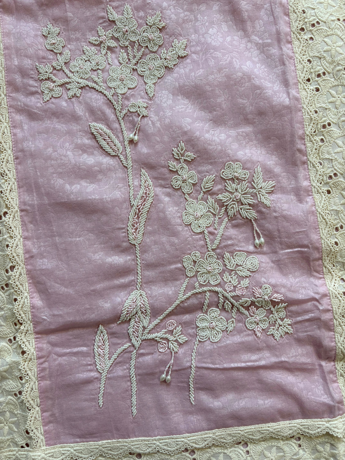 Pastel Pink Schiffli Cotton Suit with Lace Accents & Pearl Embroidery | Summer Festive Lawn Collection (Copy)