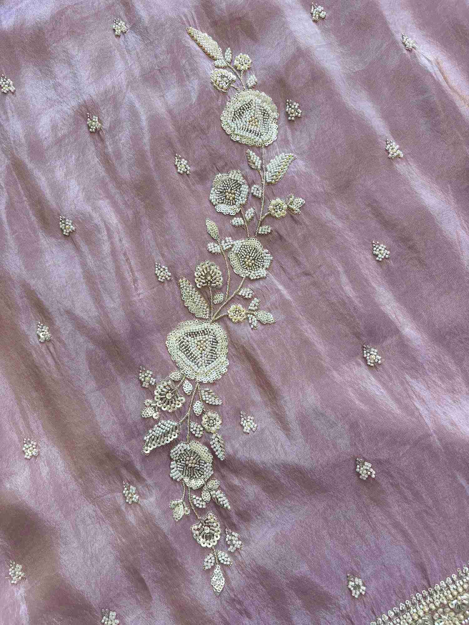 TISSUE suit set with cutdana work - The Zareesh