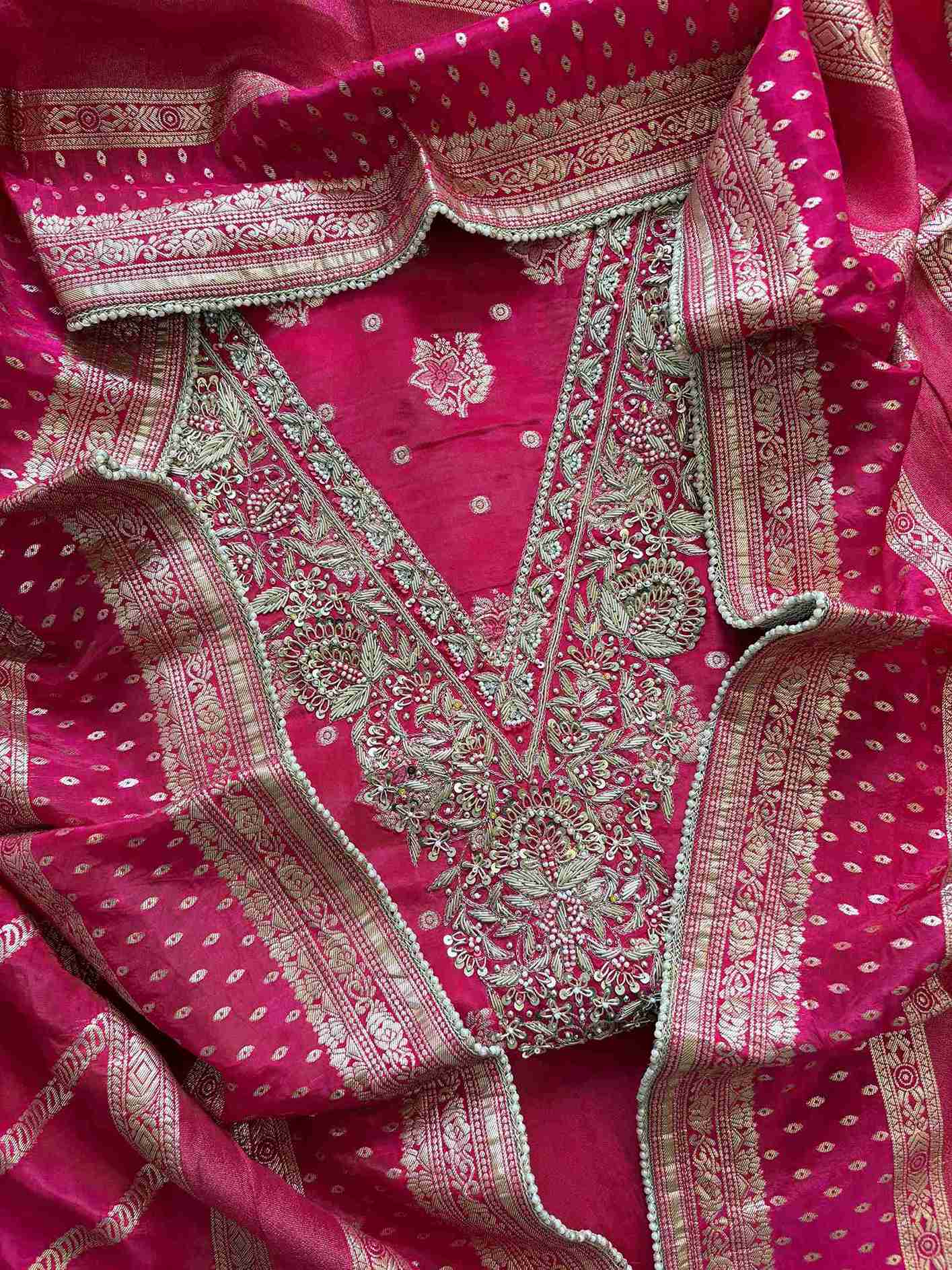 Satin Organza Unstitched Suit - The Zareesh