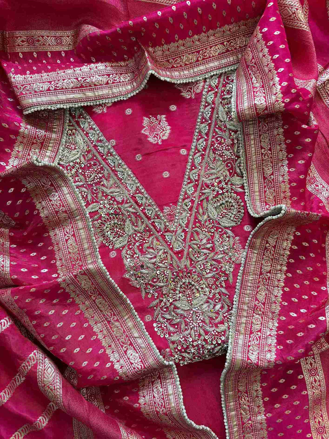 Satin Organza Unstitched Suit - The Zareesh