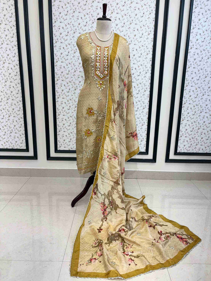 Designer gota patti unstitched suit - The Zareesh