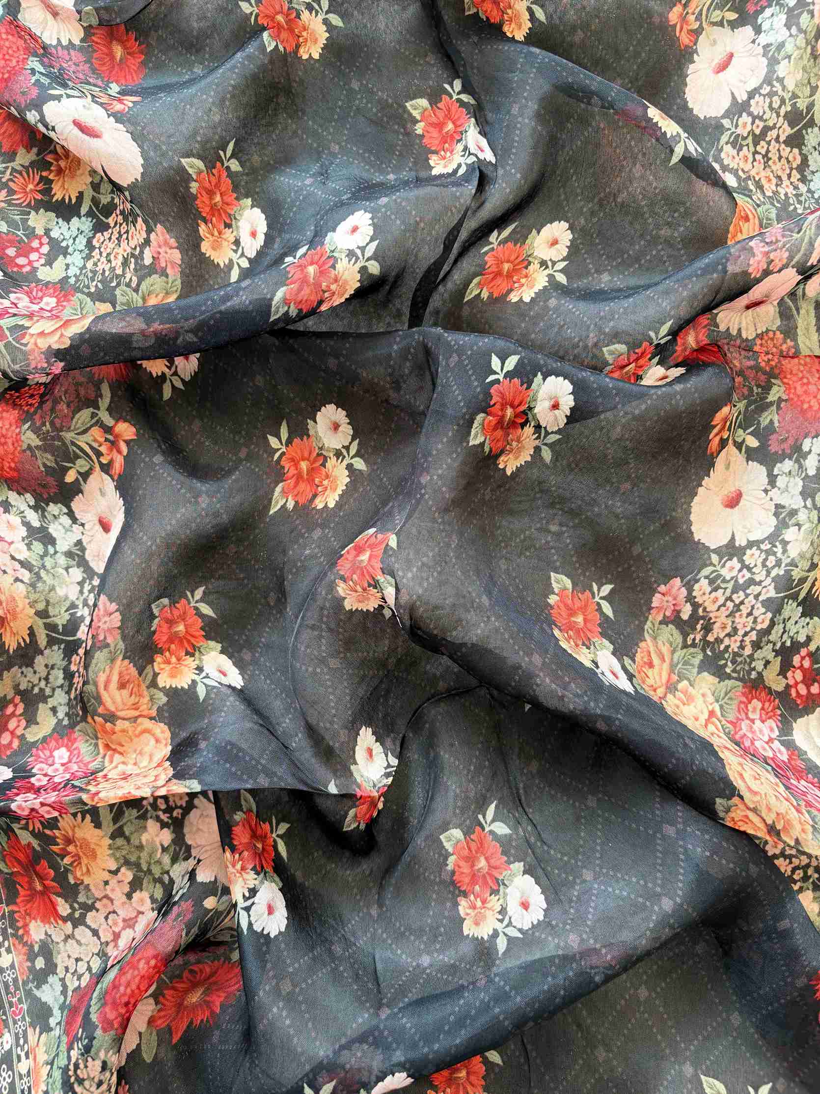 Soft organza Unstitched shirt with pakistani lawn inspired look - The Zareesh