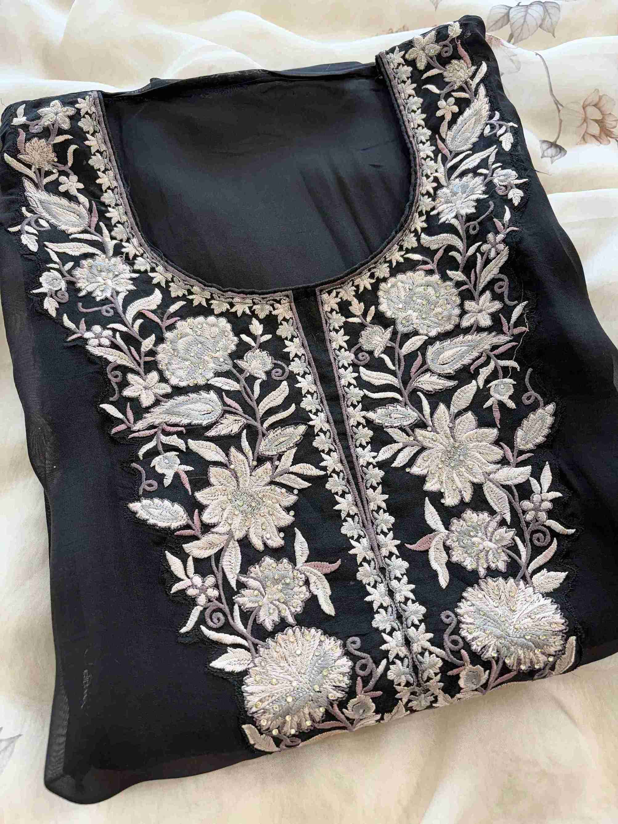 Pure Organza Unstitched Suit with Floral Digital Print Dupatta