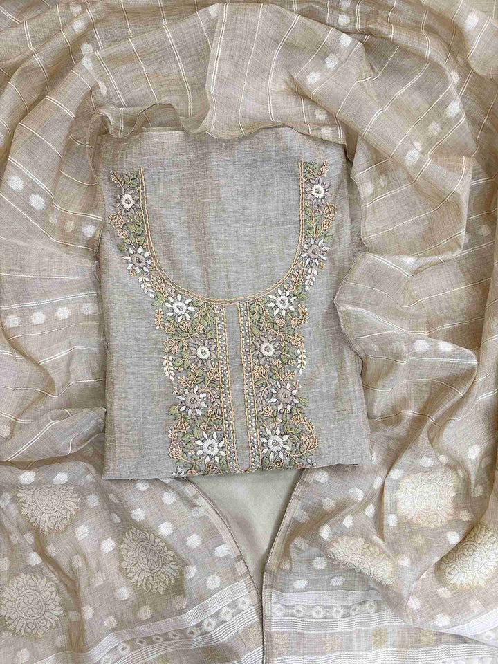 formal wear unstitched suit in jaamdani weaving