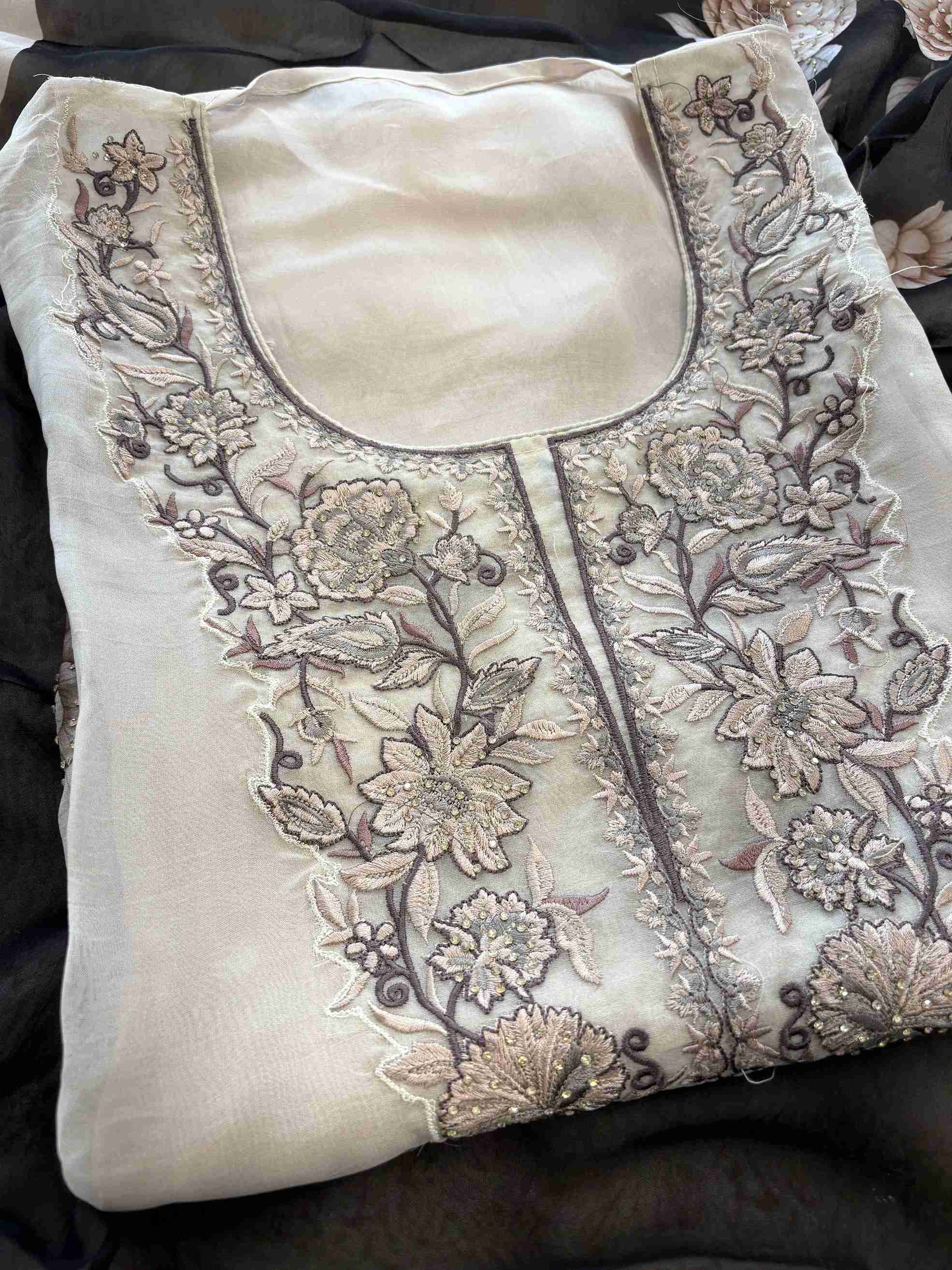 Pure Organza Unstitched Suit with Floral Digital Print Dupatta