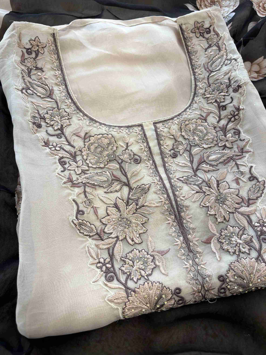Pure Organza Unstitched Suit with Floral Digital Print Dupatta