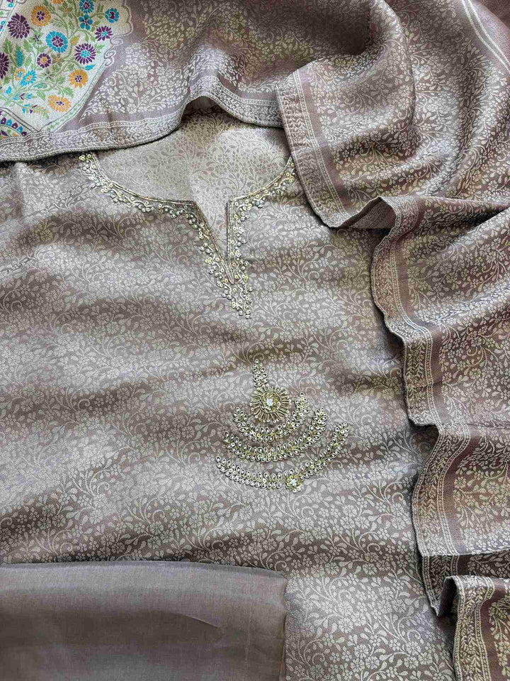 Premium jacquard Party wear unstitched suit - The Zareesh