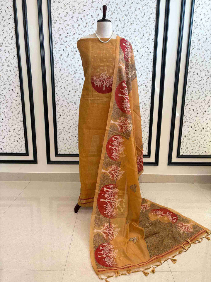 Pure Jaamdani Semi Formal Unstitched Suit - The Zareesh