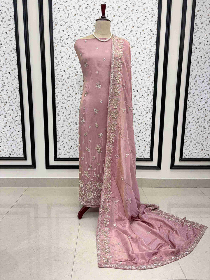 Designer Inspired Pure Soft Tissue Party and Wedding Wear Unstitched Suit