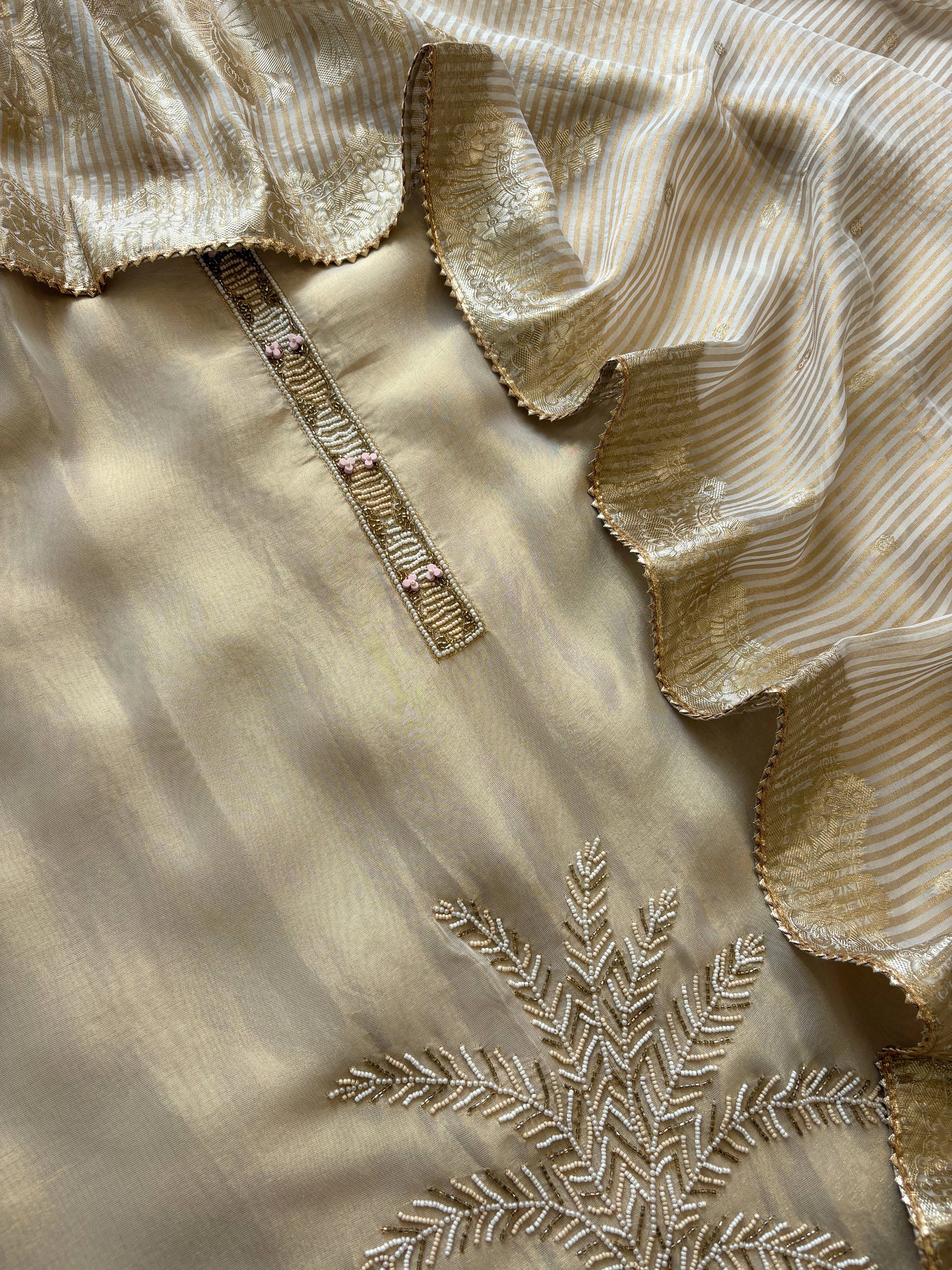 Shimmer Organza Suit with Banarasi Jacquard Dupatta