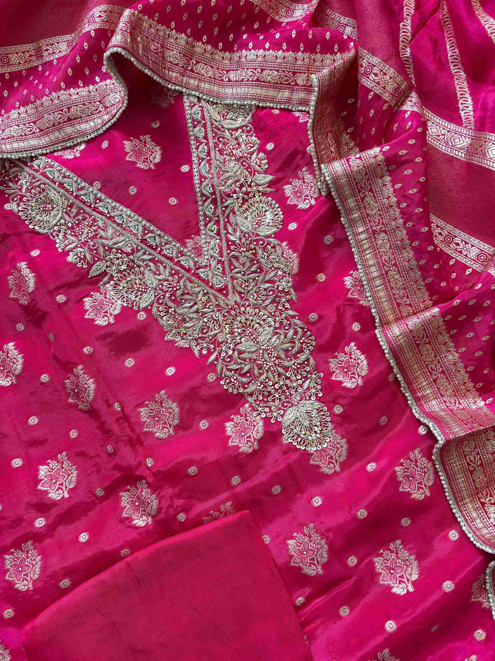 Satin Organza Unstitched Suit - The Zareesh