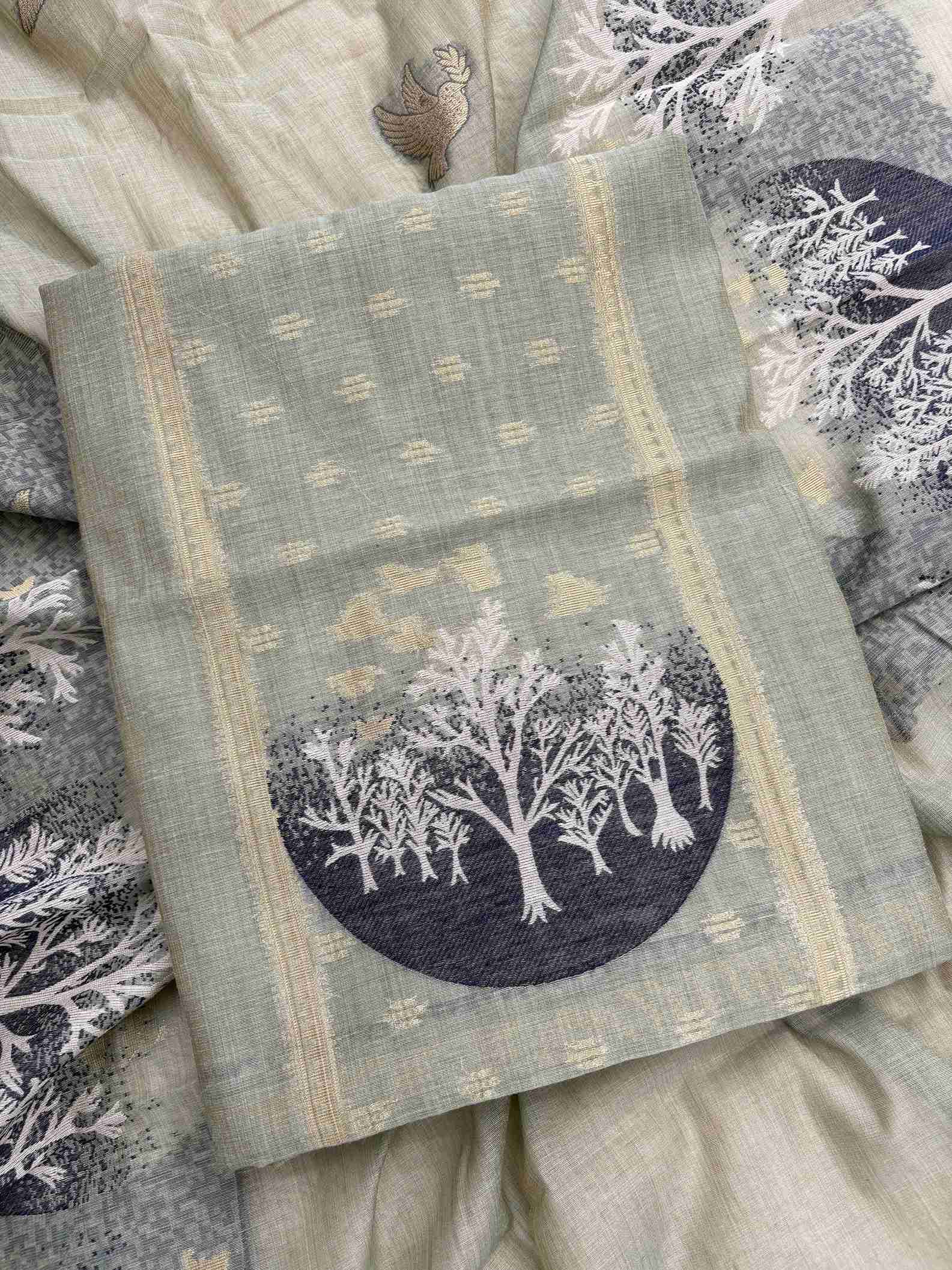 Pure linen unstitched suit for office wear