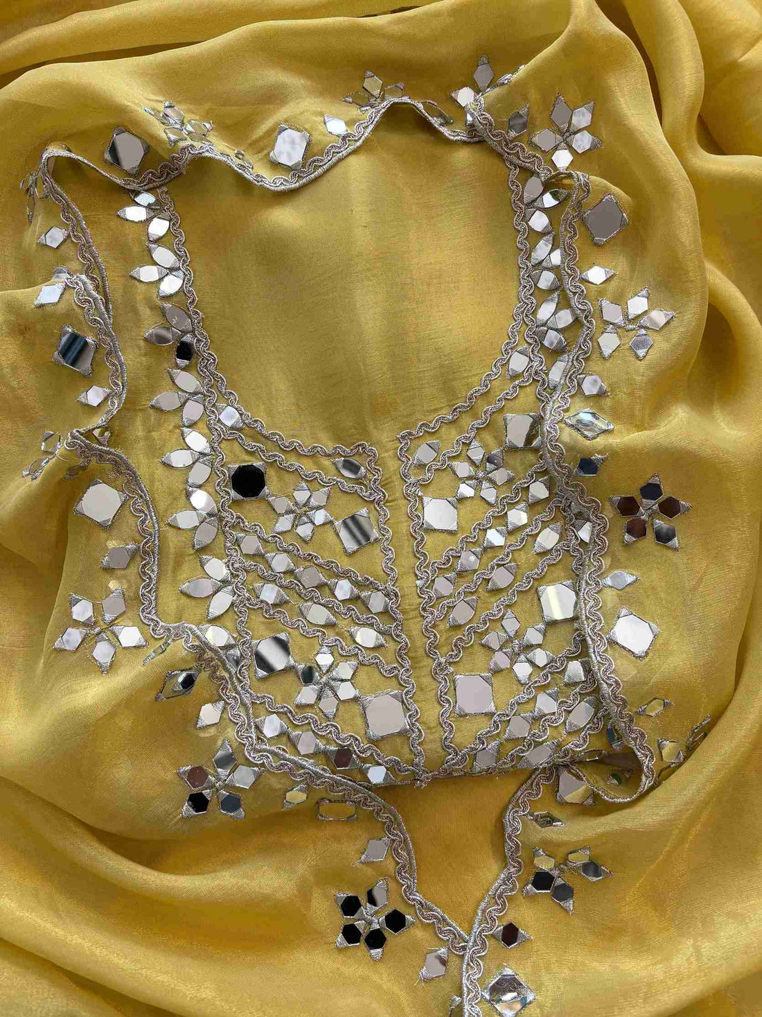 Tissue Silk unstitched suit with Mirror work - The Zareesh