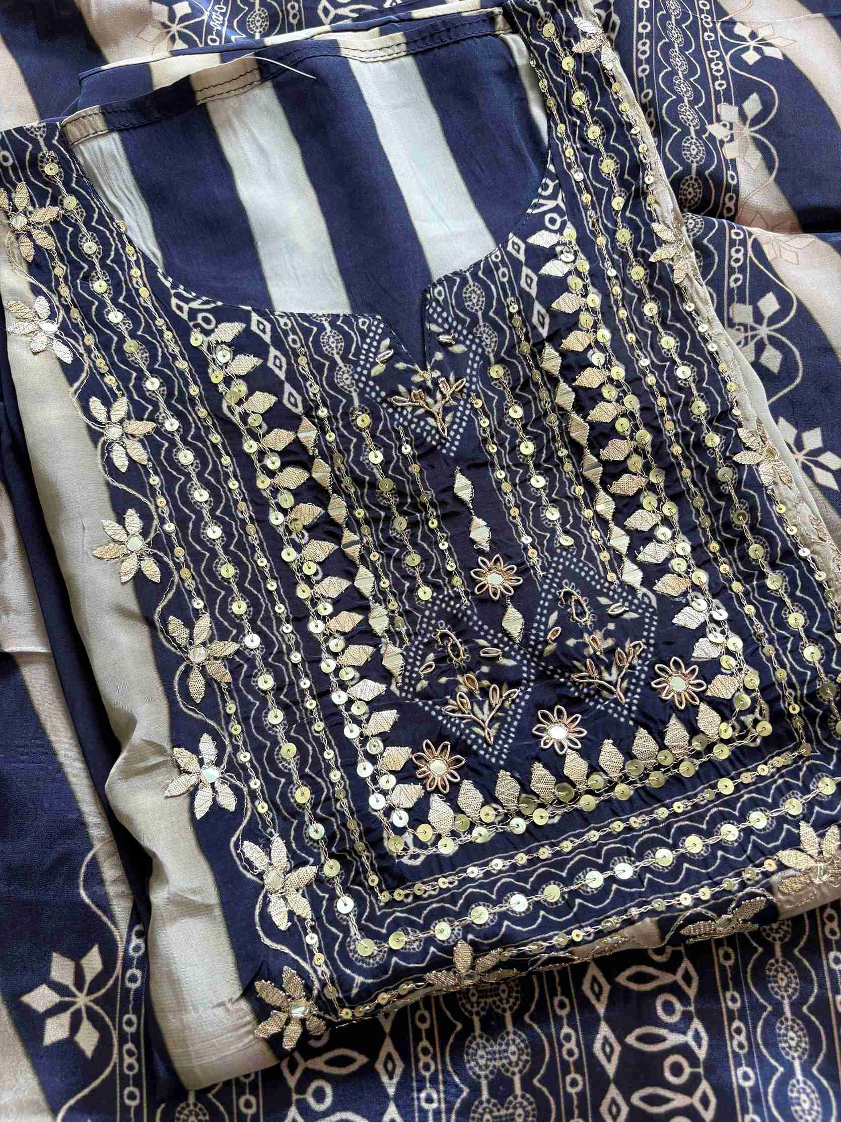 Striped Crepe Unstitched suits - The Zareesh