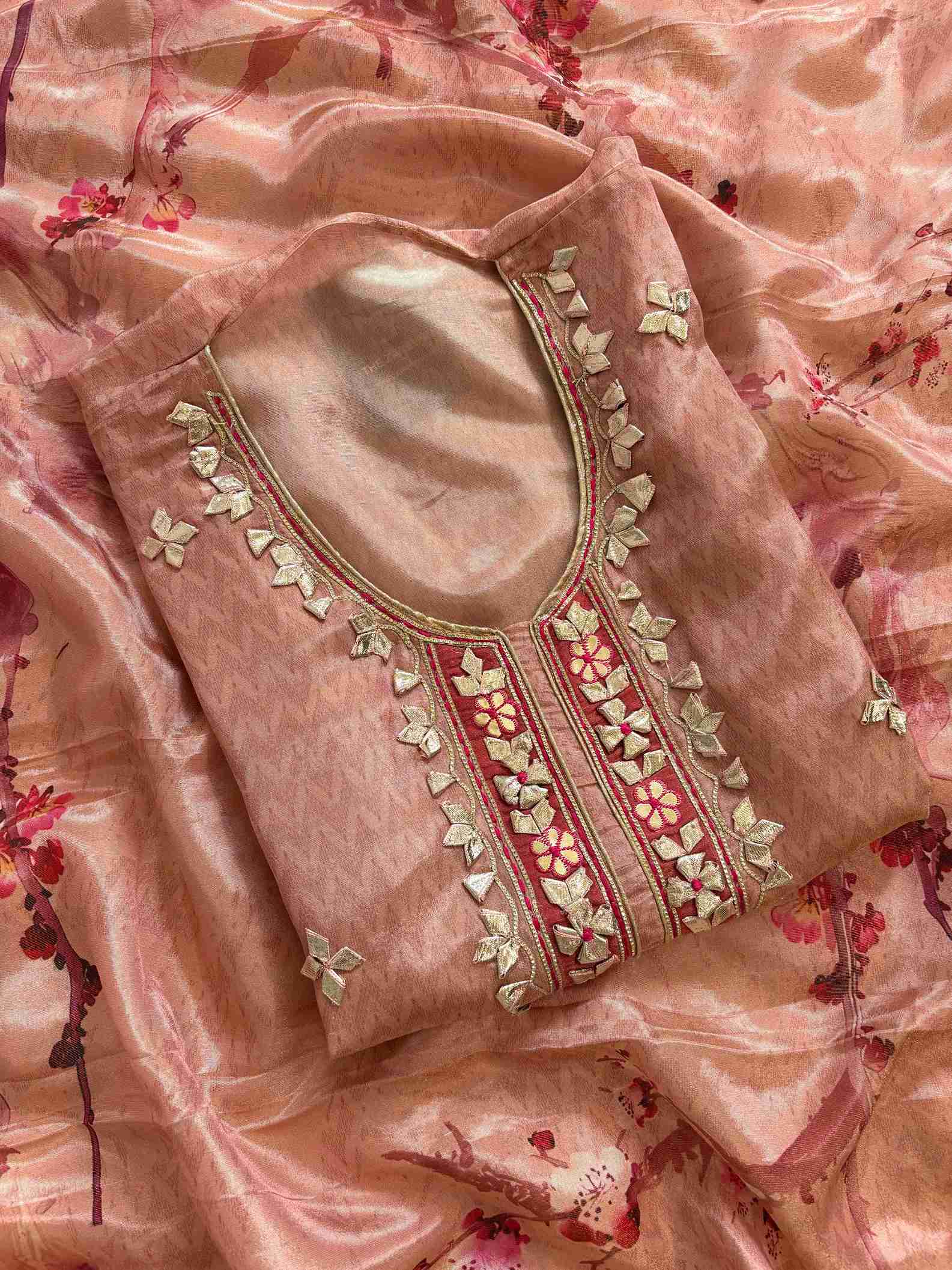 Designer gota patti unstitched suit - The Zareesh