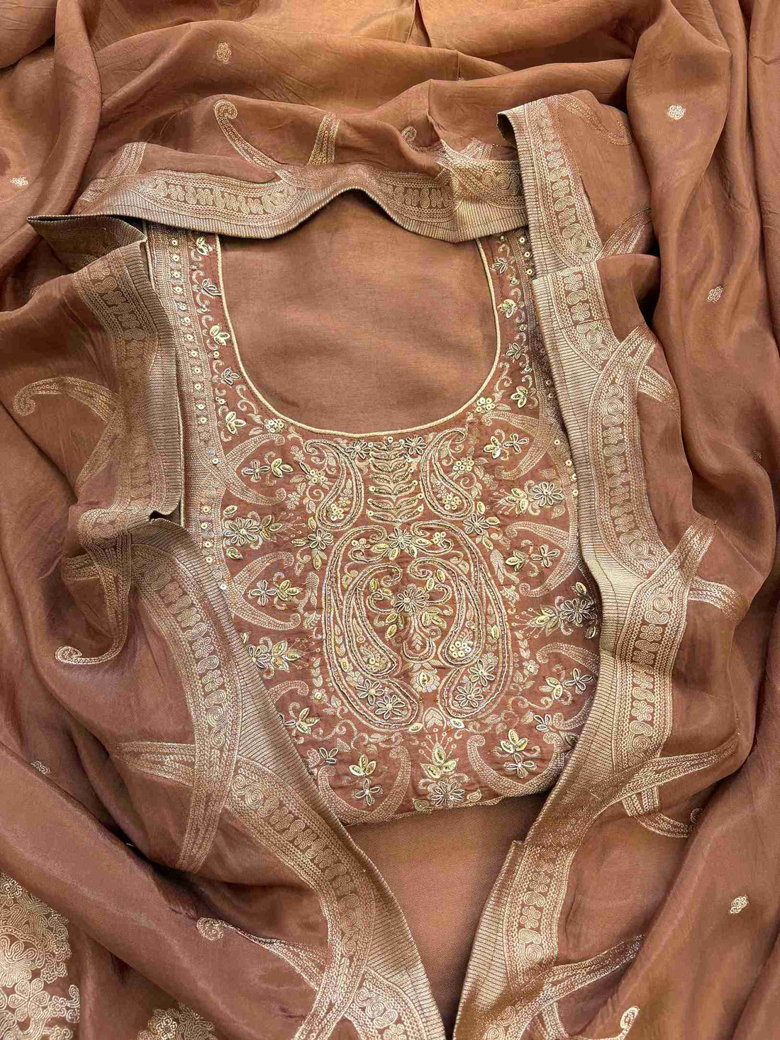 Party wear unstitched suit in banarasi weaving - The Zareesh