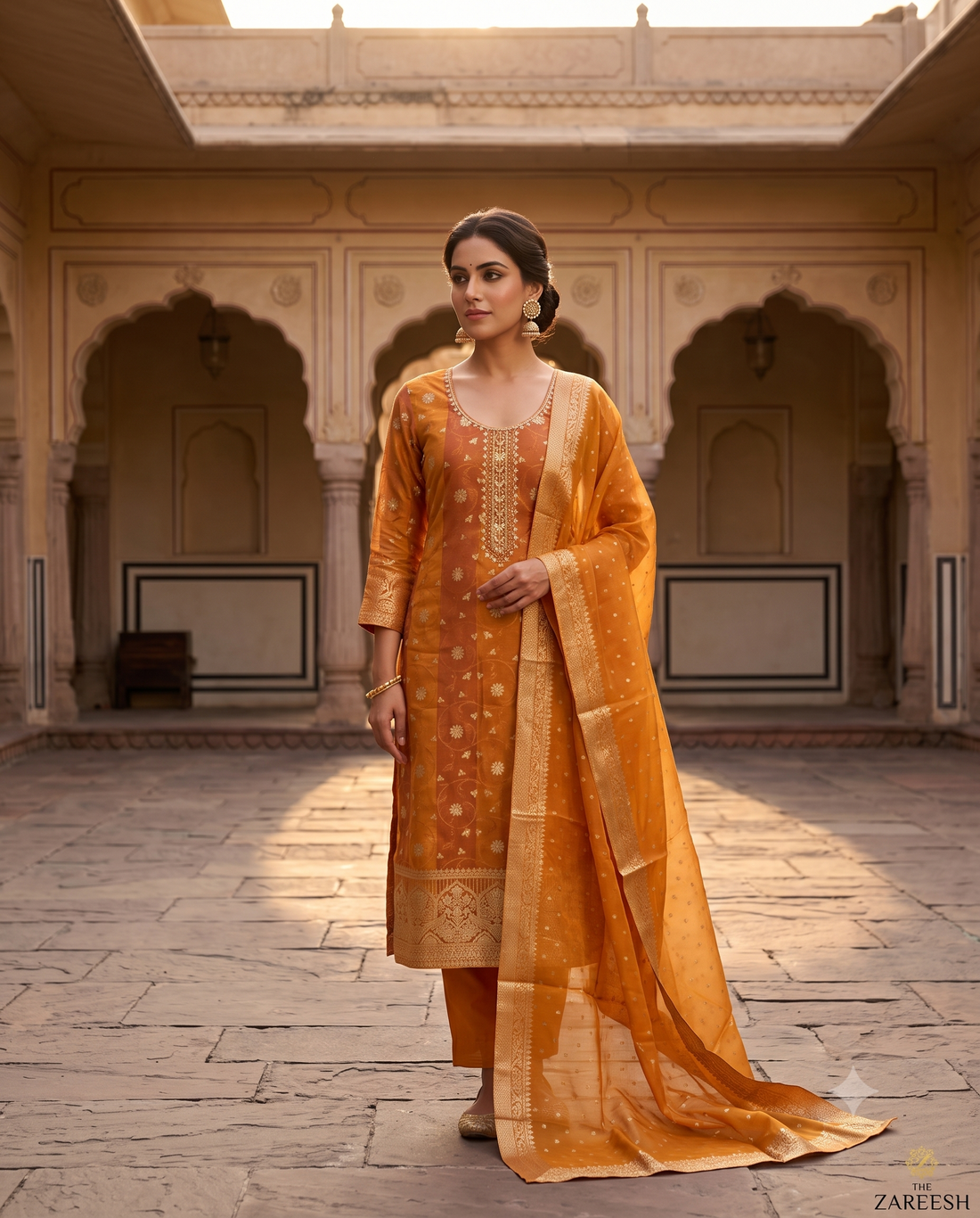 Party wear unstitched suit in banarasi weaving - The Zareesh