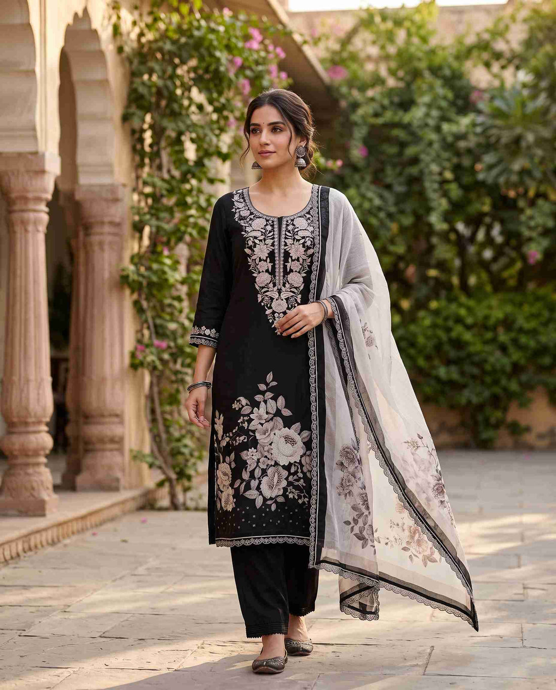 Pure Organza Unstitched Suit with Floral Digital Print Dupatta