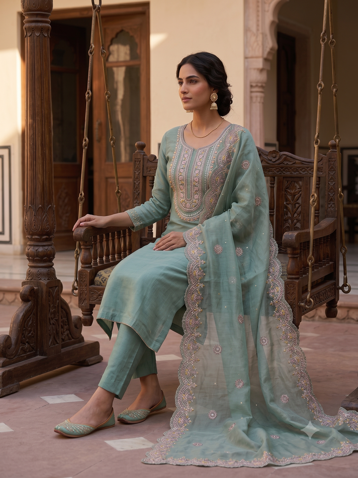 Premium quality chanderi silk Unstitched suits - The Zareesh