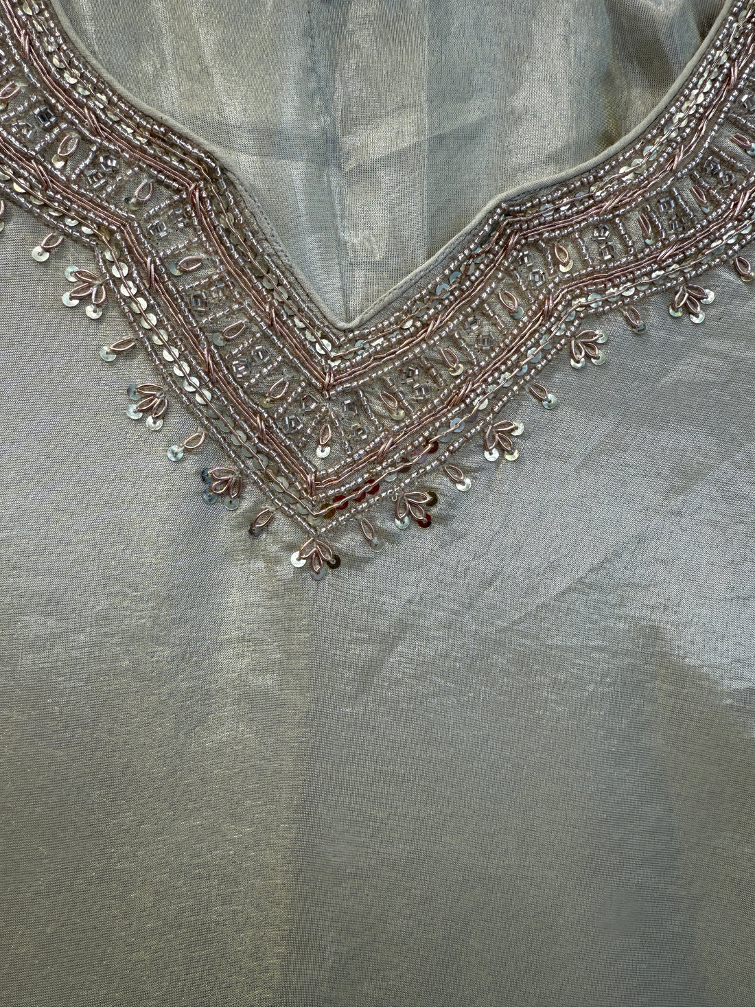 Ivory Silk Embroidered Suit Set with Gold Zari and Beadwork | 3 Piece Kurta Palazzo Dupatta Set