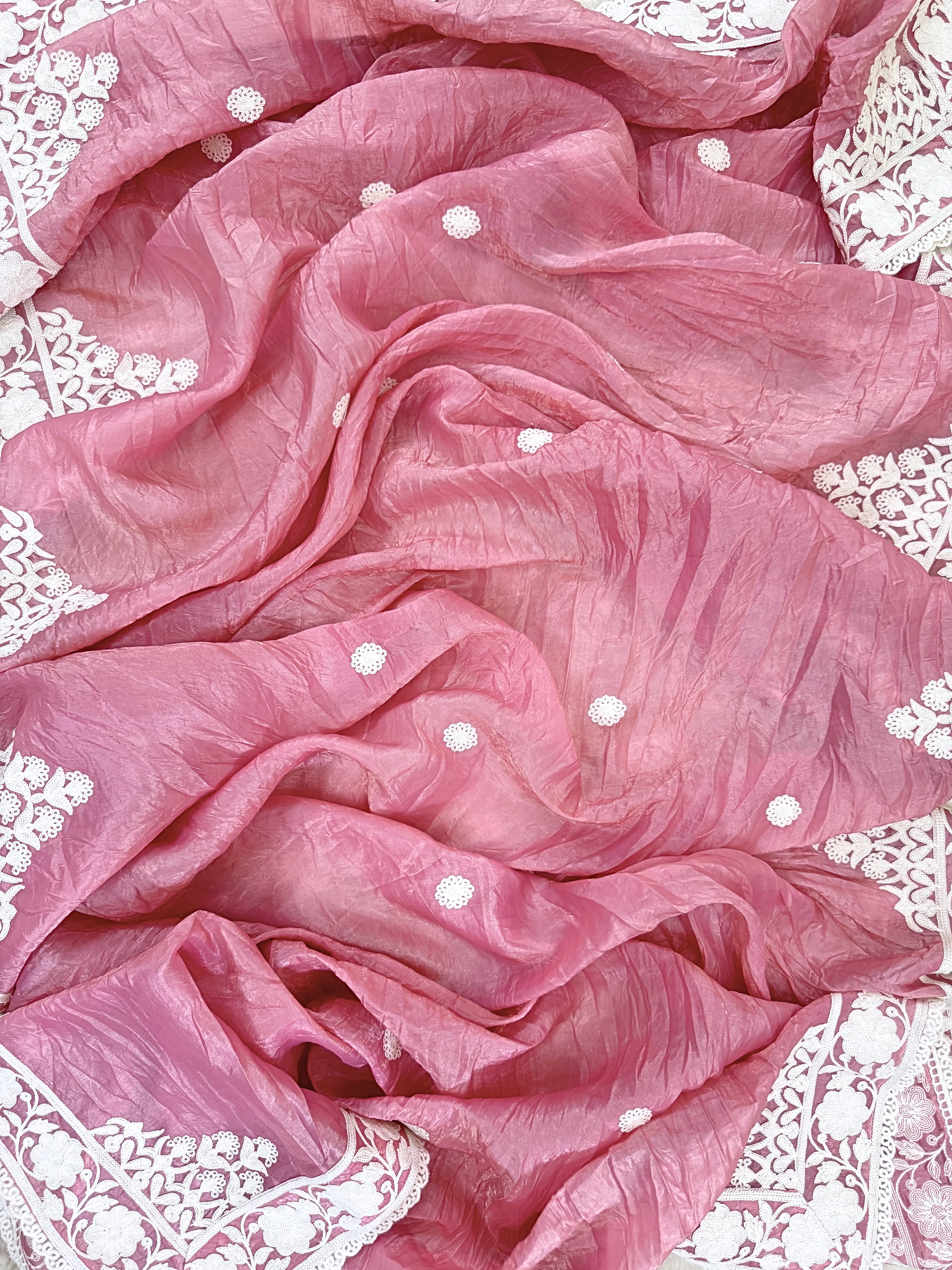 Soft Tissue Unstitched Suit with Thread work on Neck