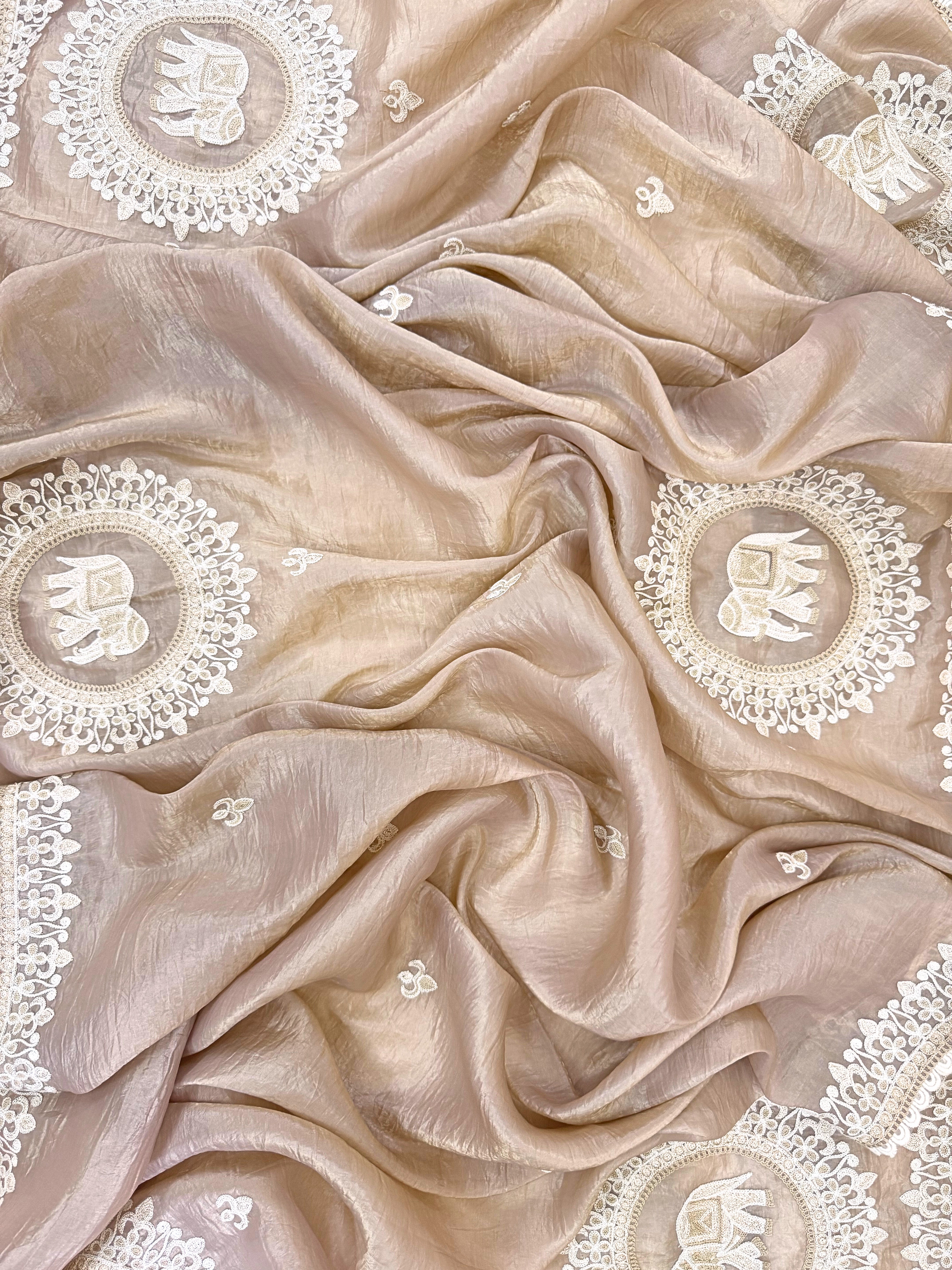 Soft Tissue Unstitched suit with Elephant motifs