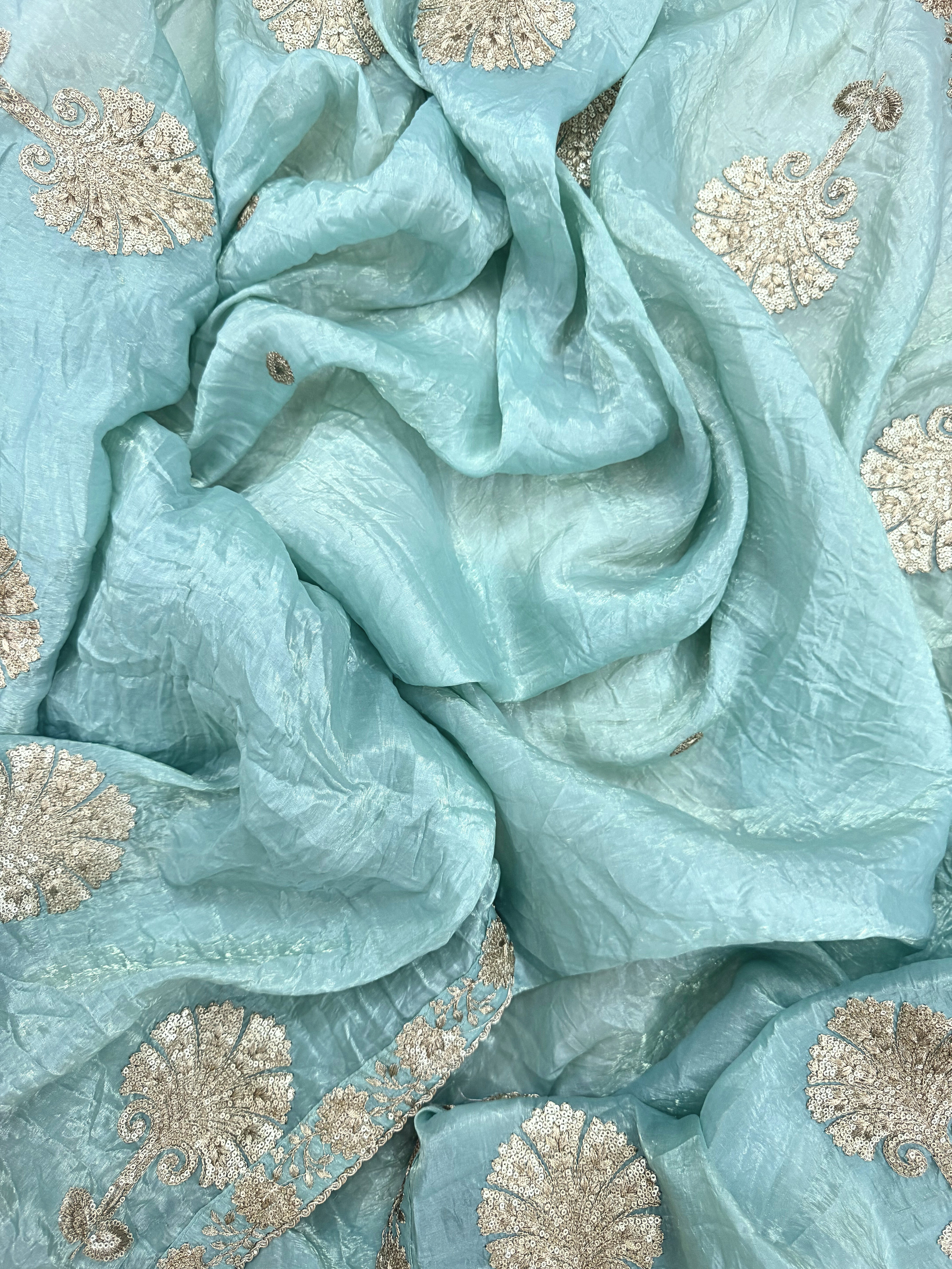 Soft Tissue with Zardozi work on neck